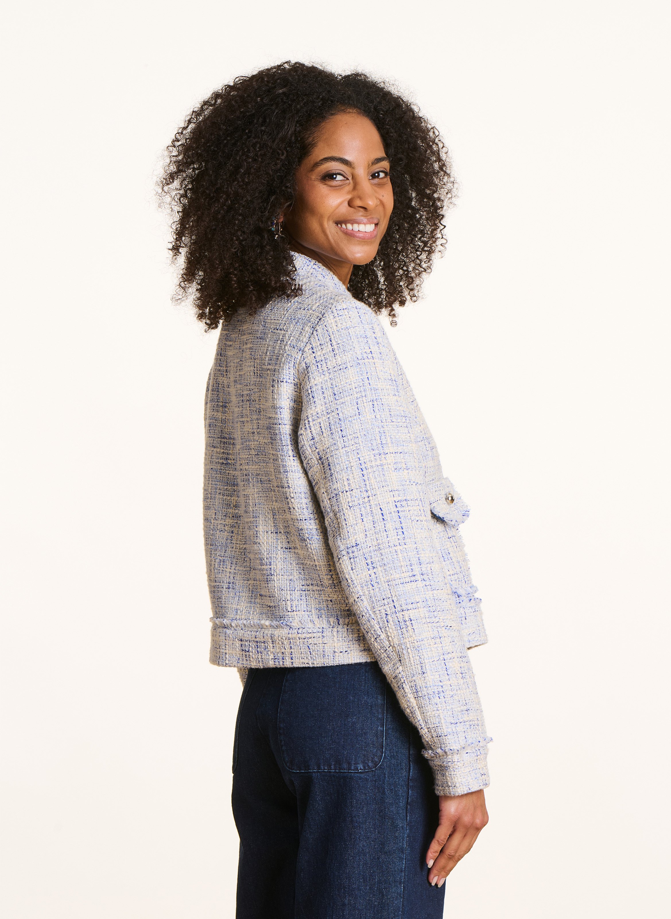 Jacket with crew neck in blended recycled cotton LA FEE MARABOUTEE Blue