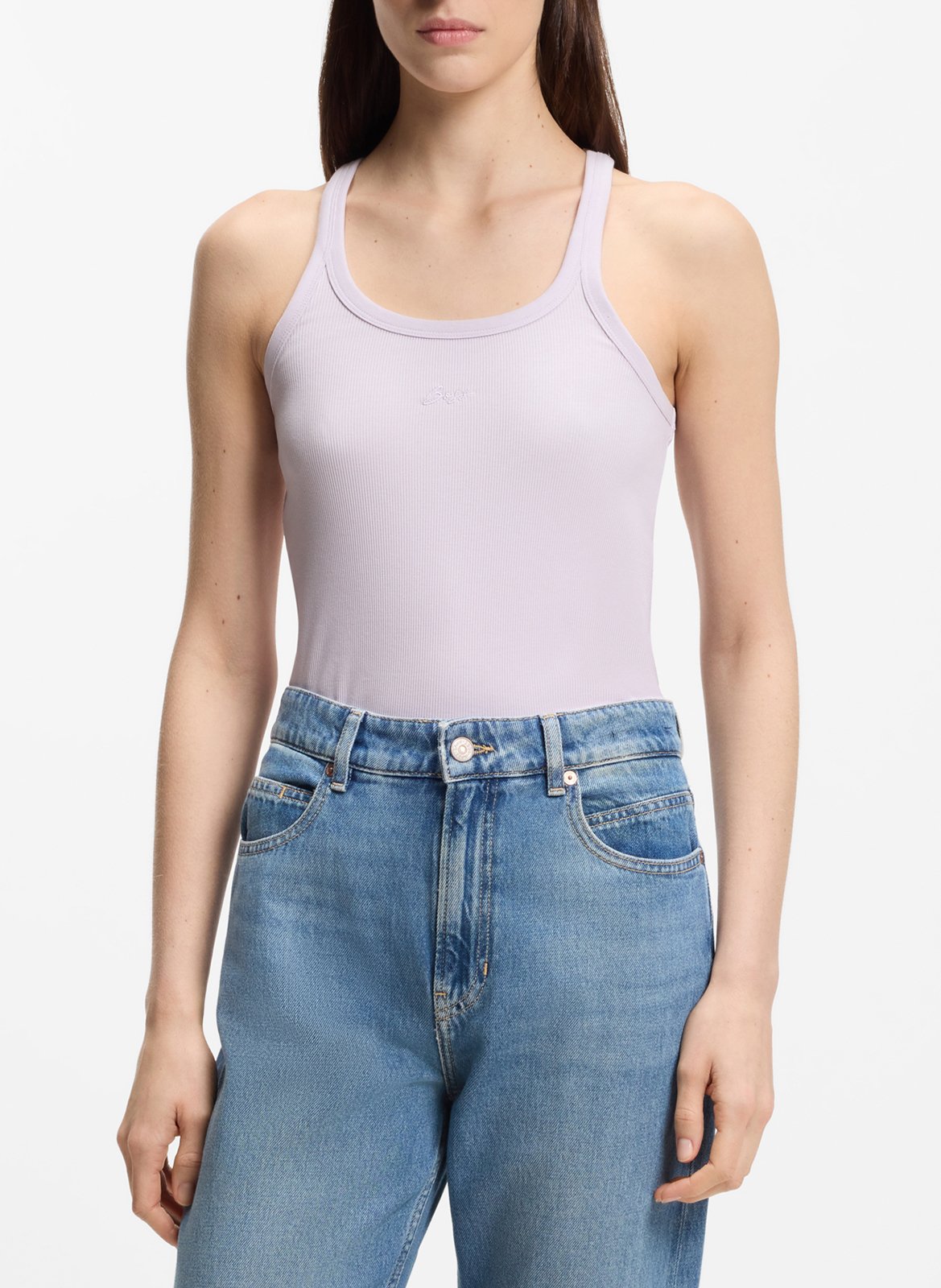 Fitted ribbed tank top BOSS Purple