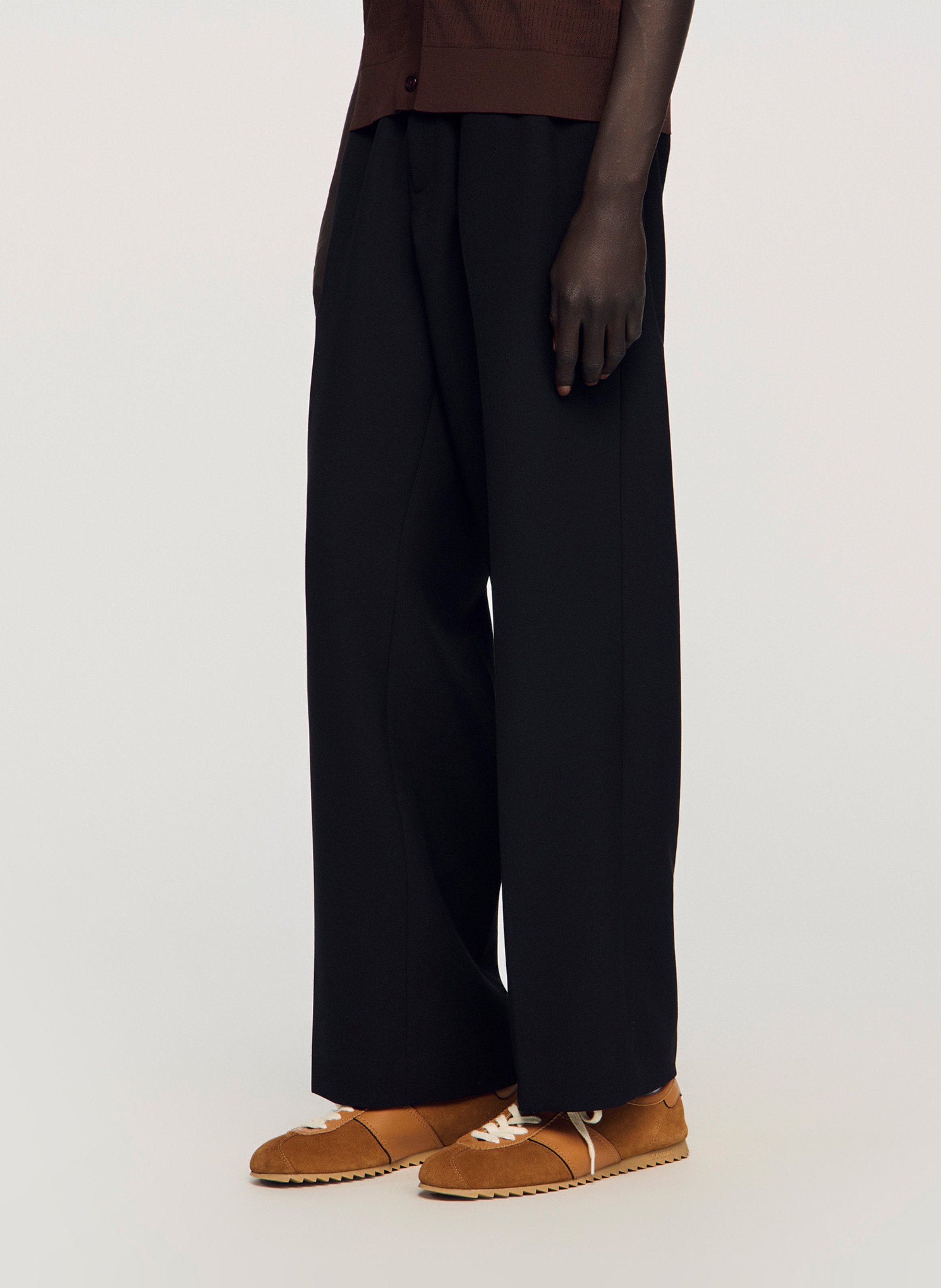 Baskets basses en cuir SANDRO Marron