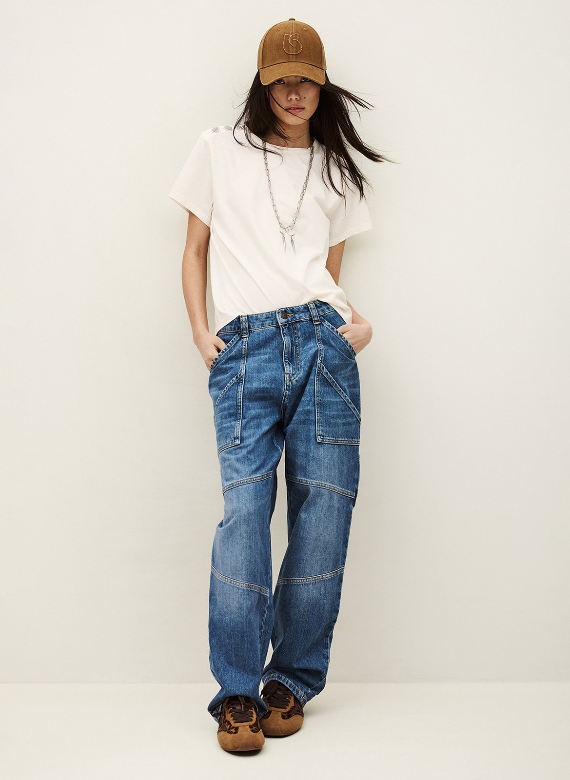 Tee-shirt col rond en coton BA&SH Beige