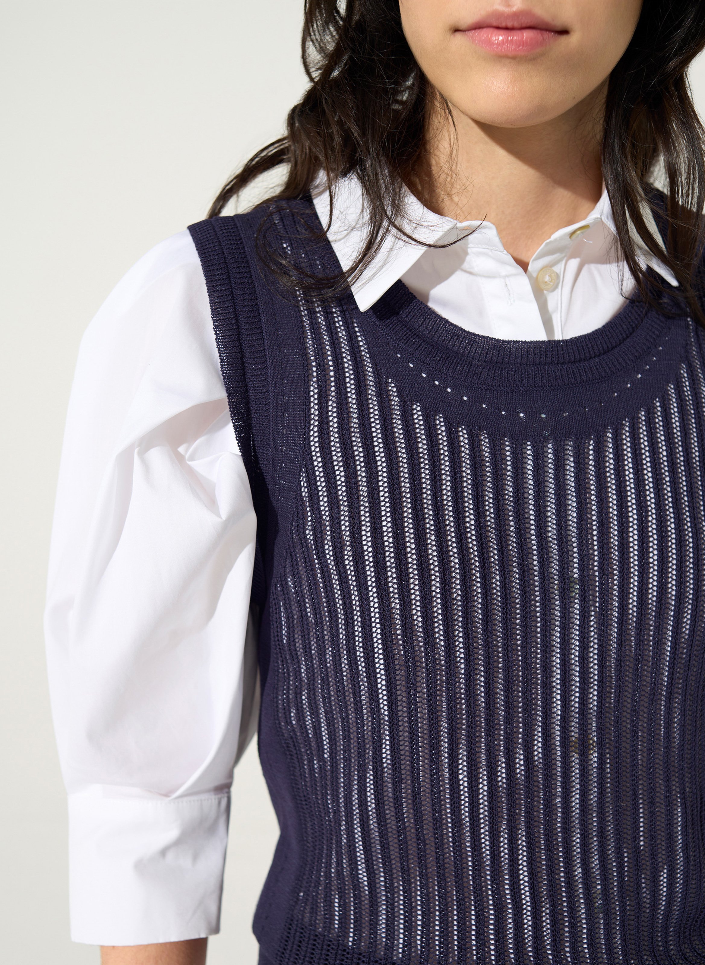 Mouwloze rechte top met ronde hals in gemengd katoen COTELAC Violet