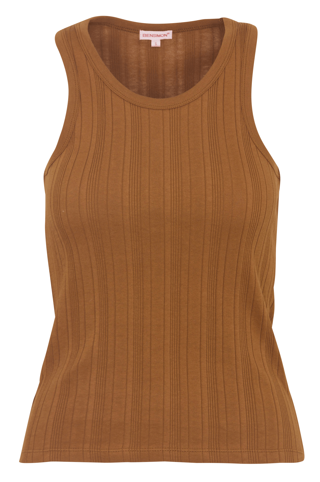 Straight cotton round-neck tank top BENSIMON Brown