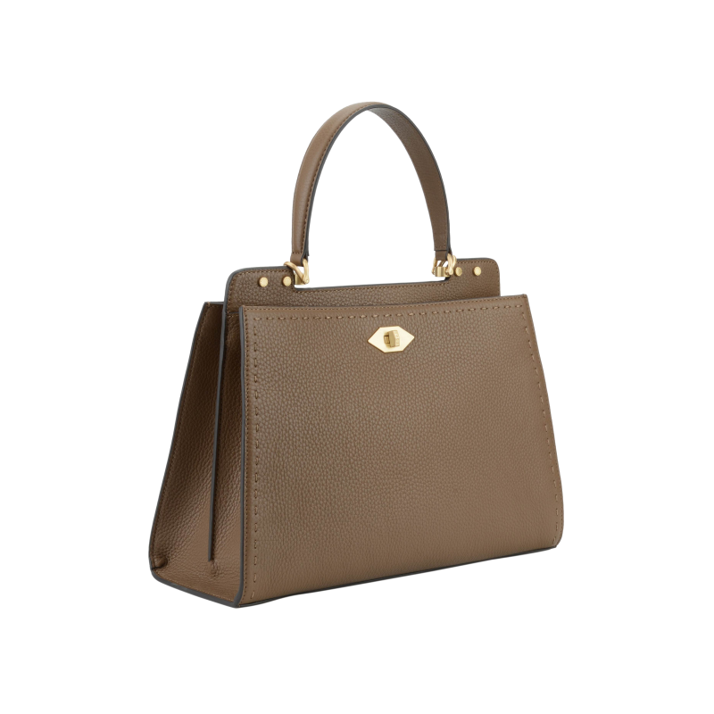 Calfskin leather handbag Brown
