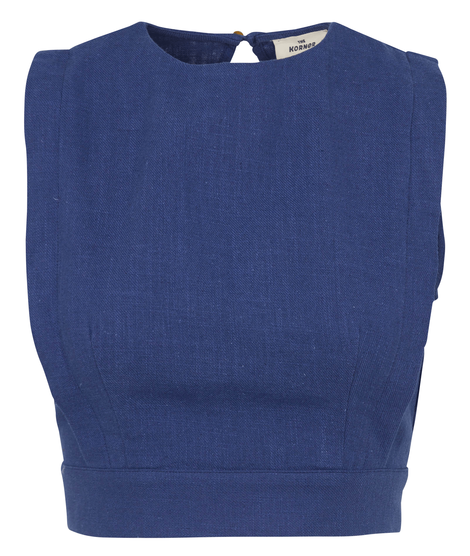 Rechte top met ronde hals van linnen en katoenmix THE KORNER