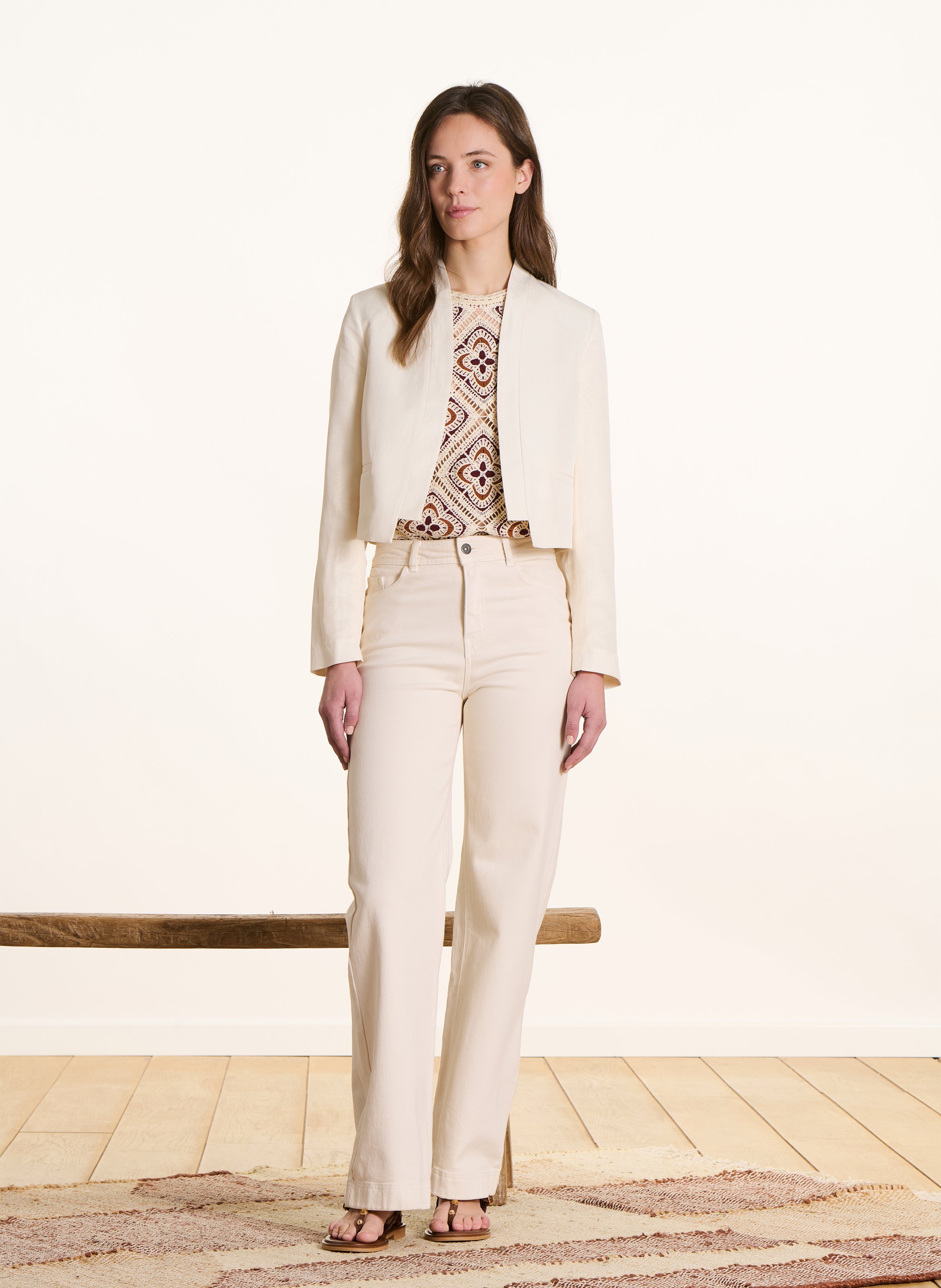 Kurzes Blazer aus Leinenmischung LA FEE MARABOUTEE Beige