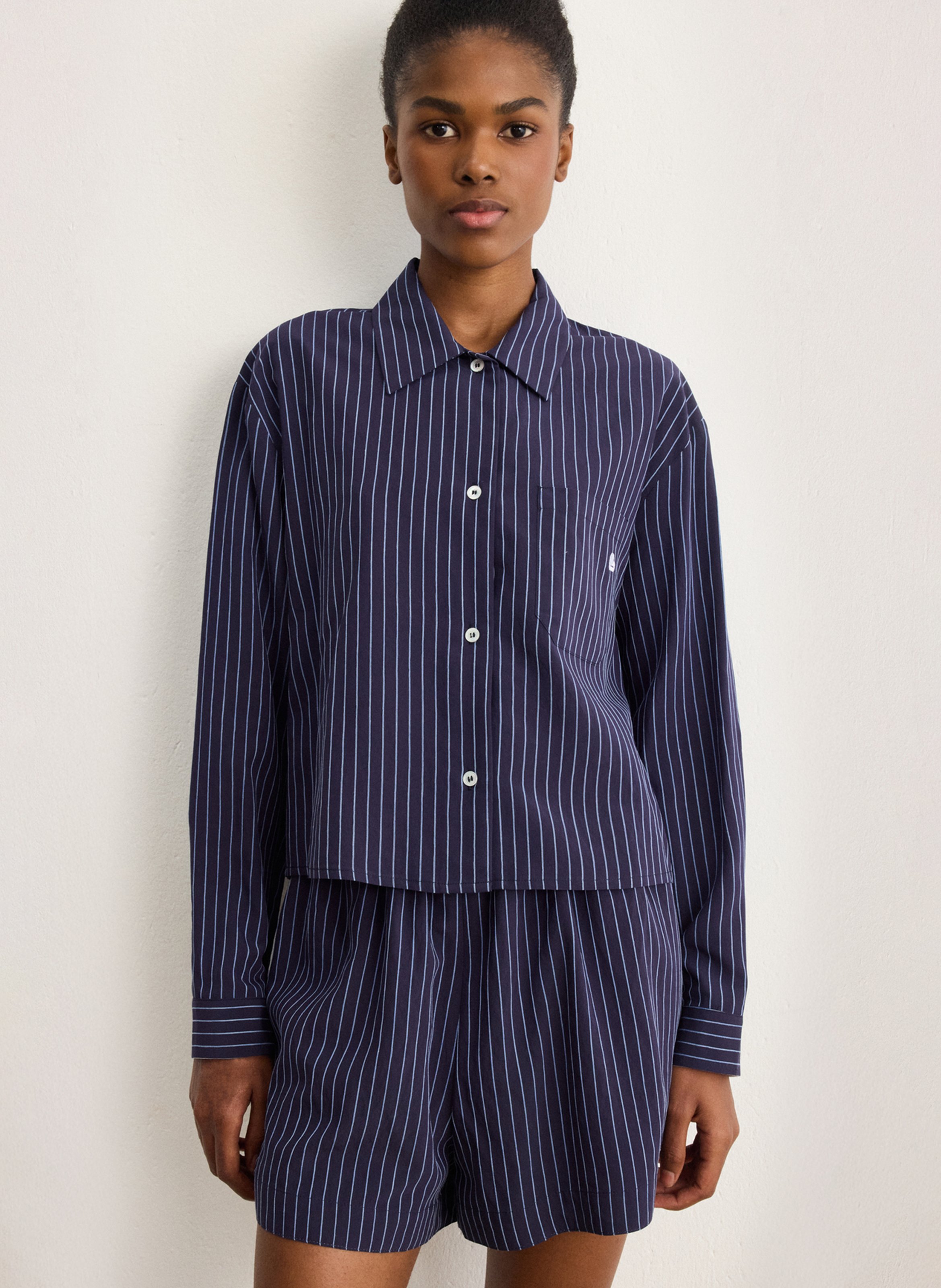 Straight striped shirt with classic collar PABLO Blue
