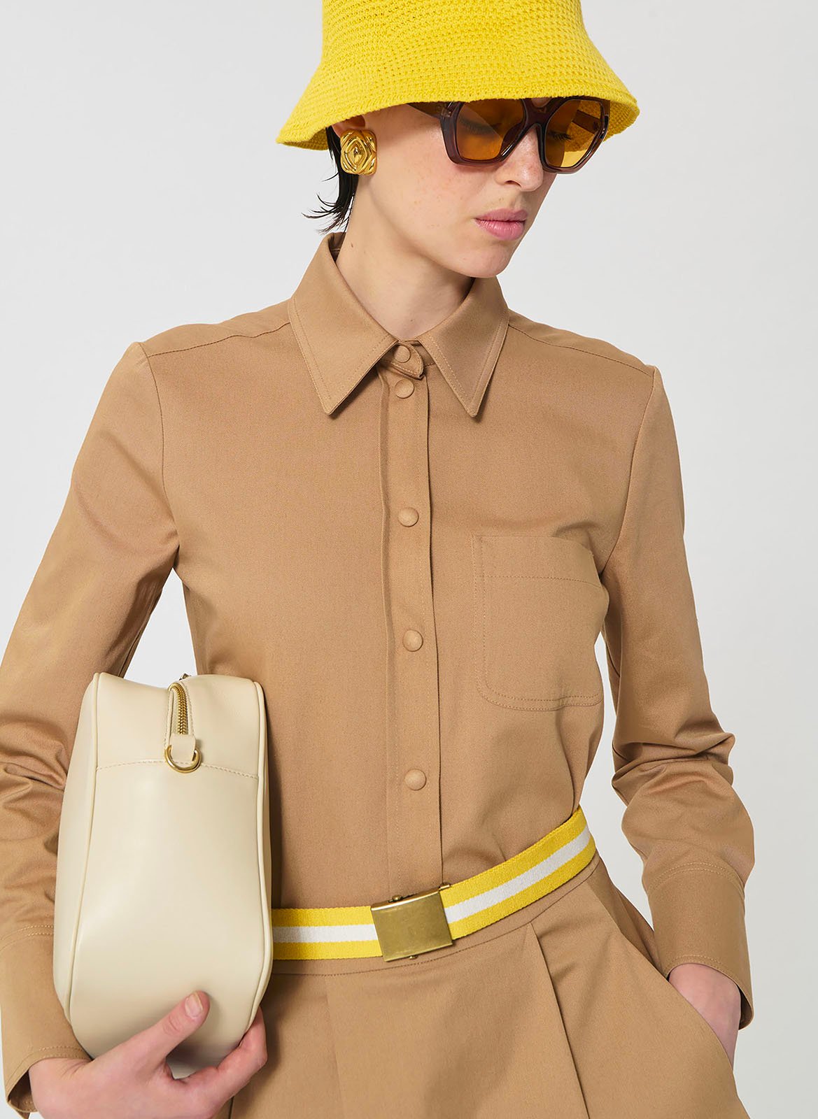 Ceinture grainée à rayures TARA JARMON Jaune