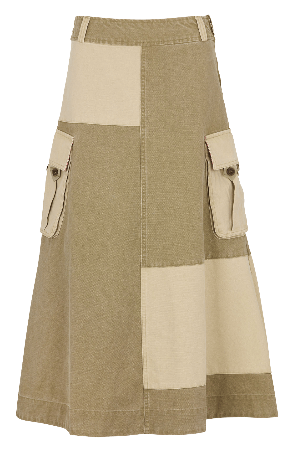 Halflange, gerende rok van biokatoen DAMSON MADDER Kaki