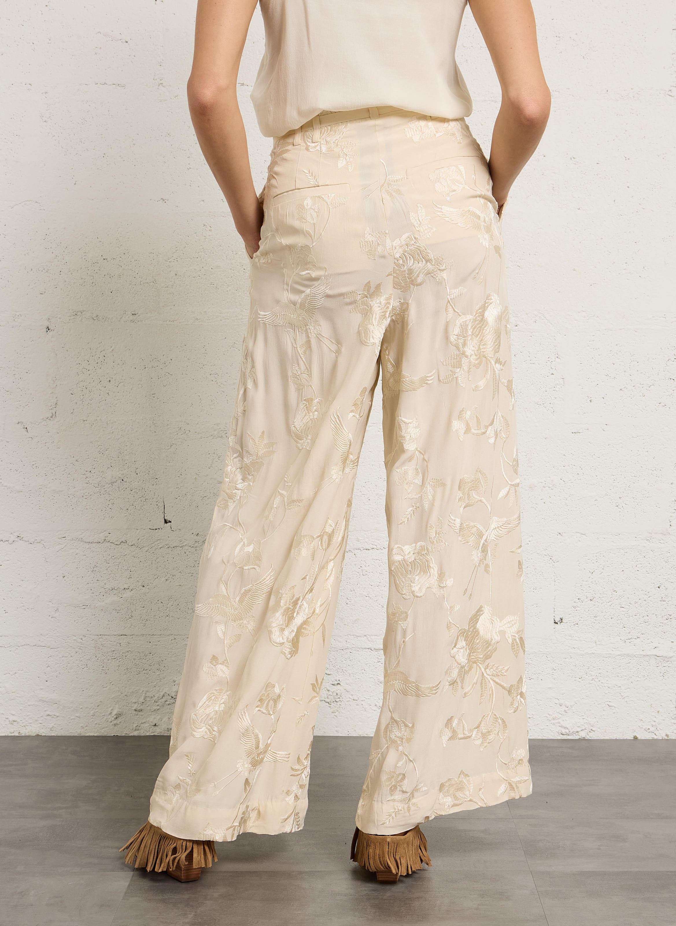 Bandplooibroek met hoge taille MES DEMOISELLES Beige