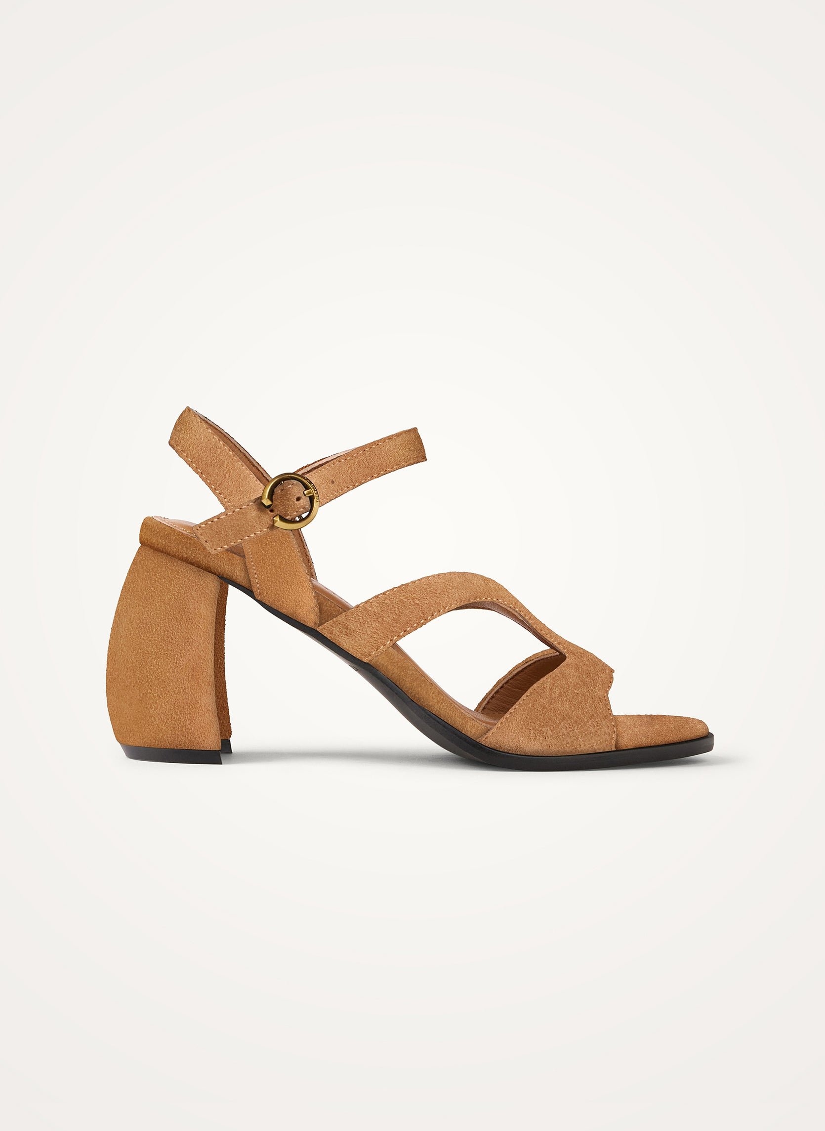 Leather sandals with ankle strap and demi-lune heel. VANESSA WU Brown
