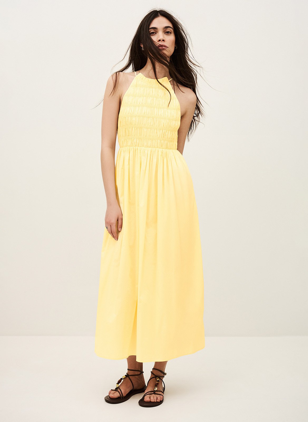 Robe longue col rond en coton BA&SH Jaune