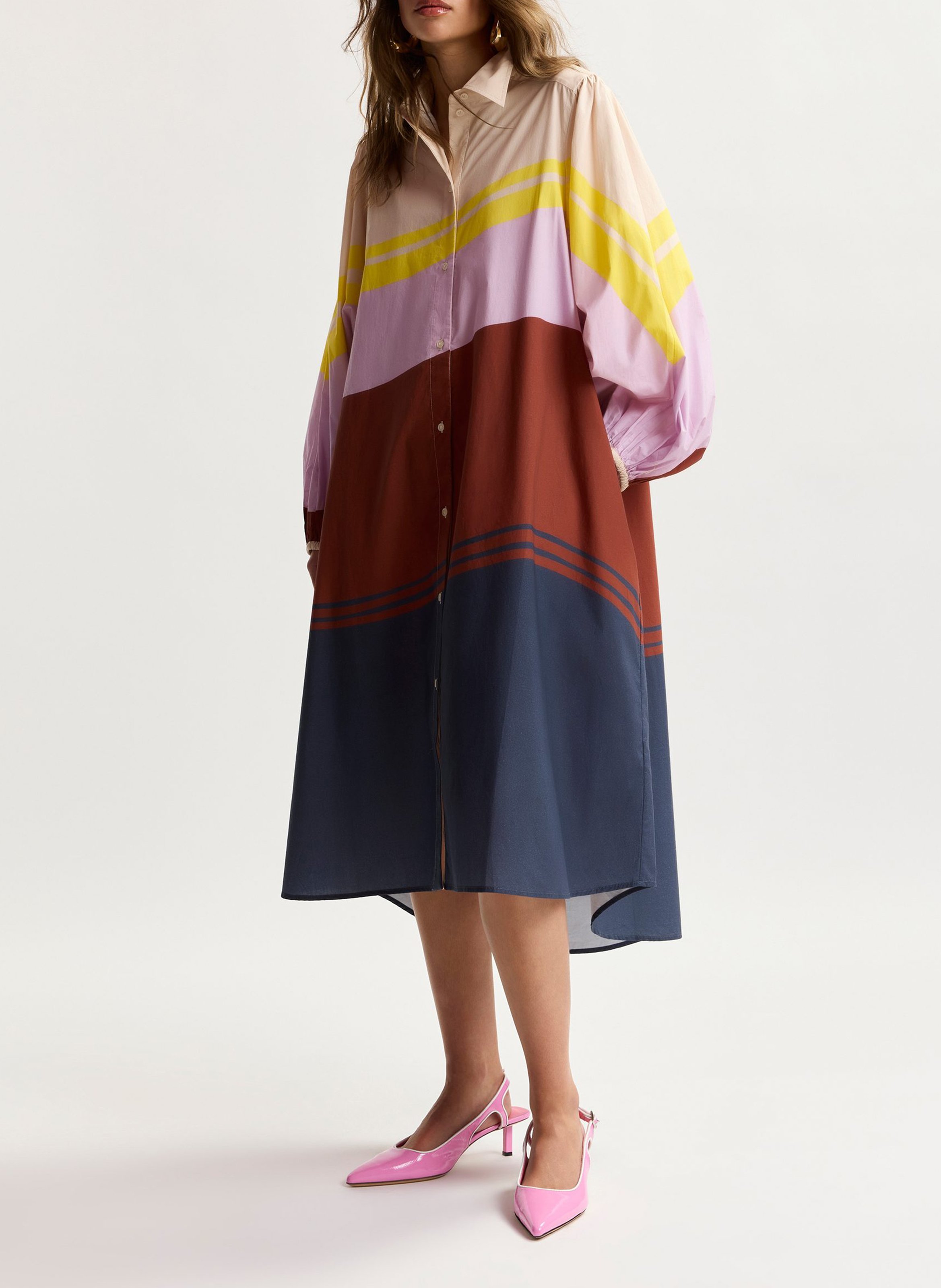 Robe midi col classique en coton ESSENTIEL ANTWERP Multicolore