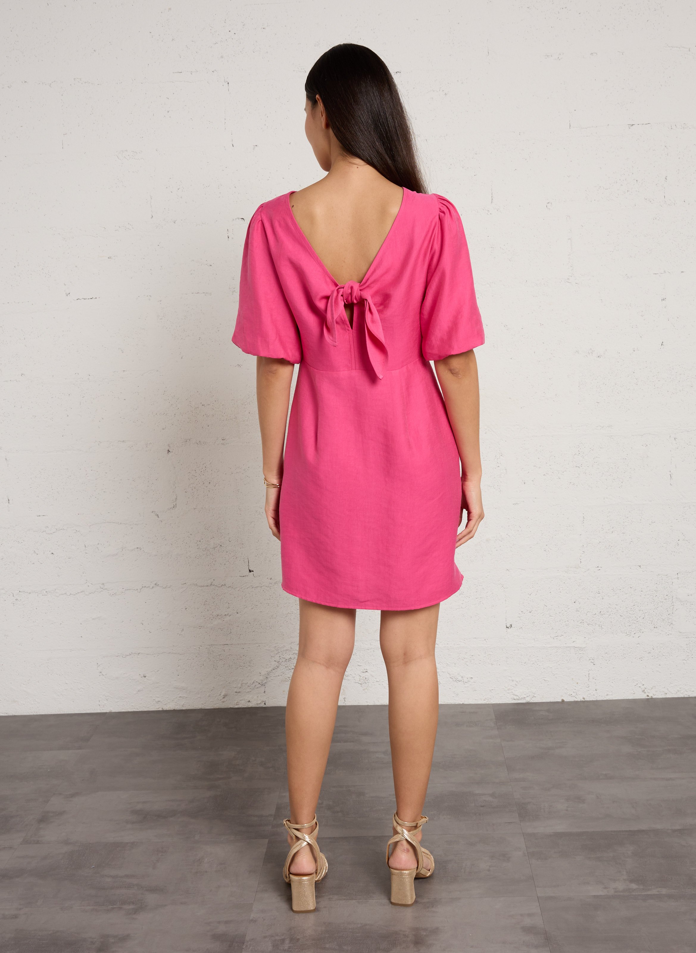 Robe courte ample col V MAISON 123 Rose