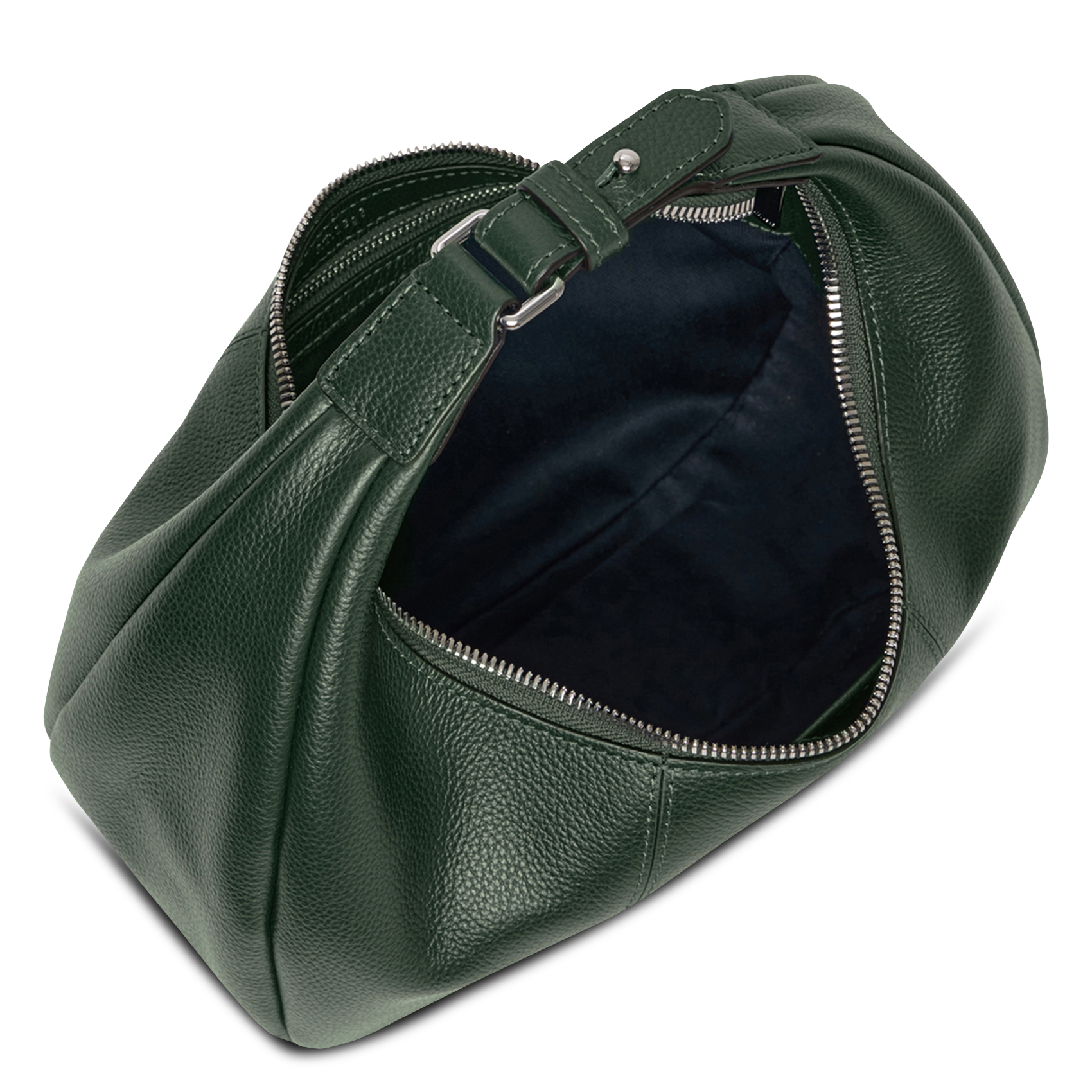 Small zippered hobo bag in grained leather | Green LE TANNEUR Women