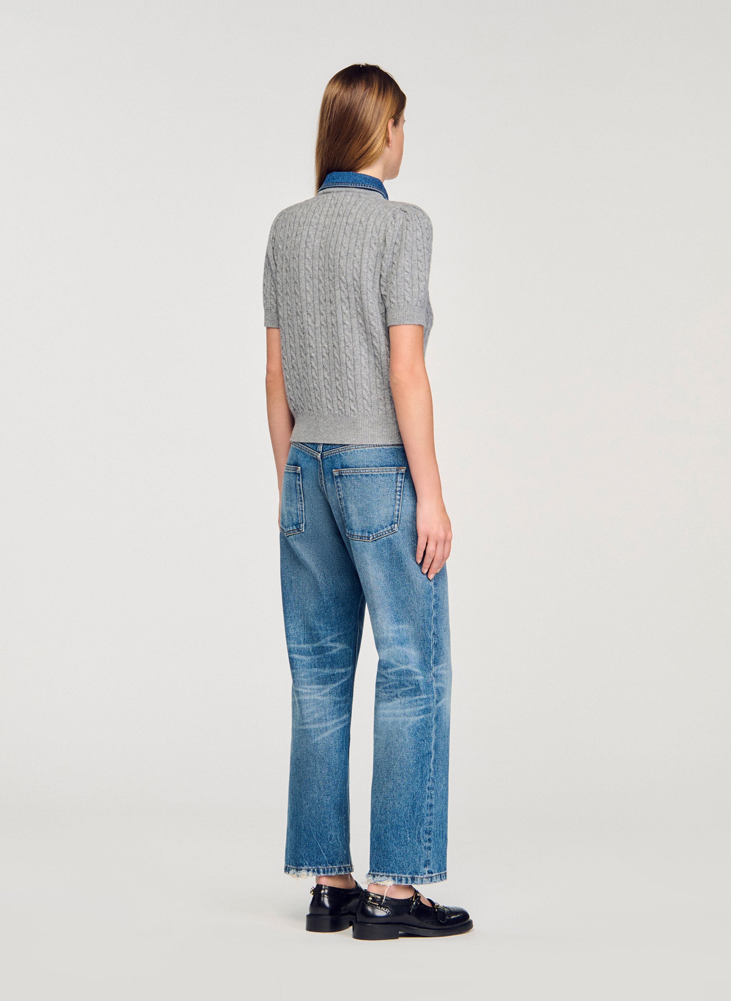 Gerader Cardigan aus Mischwolle SANDRO Grau