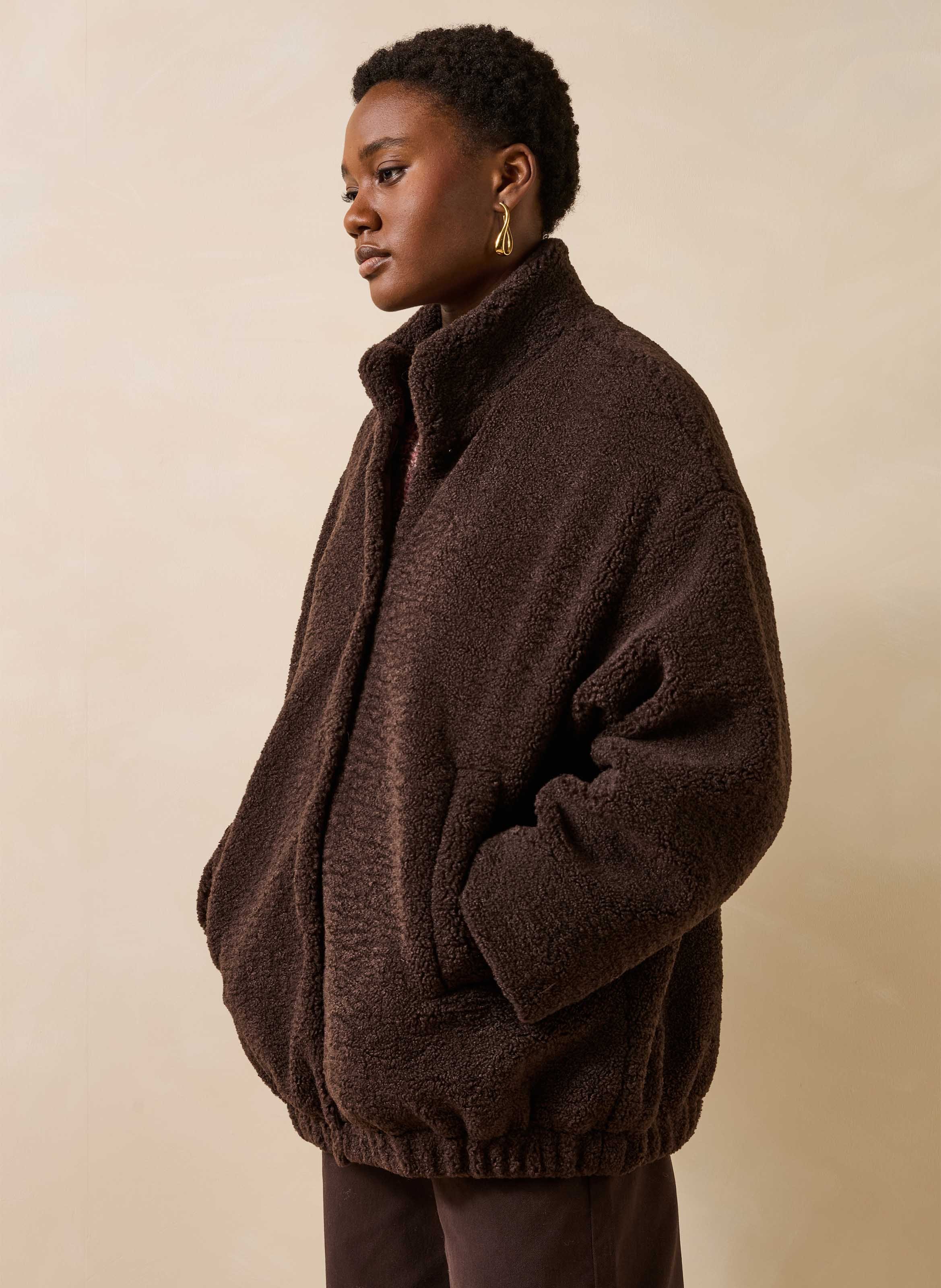Oversized jas met opstaande kraag LA FEE MARABOUTEE Bruin