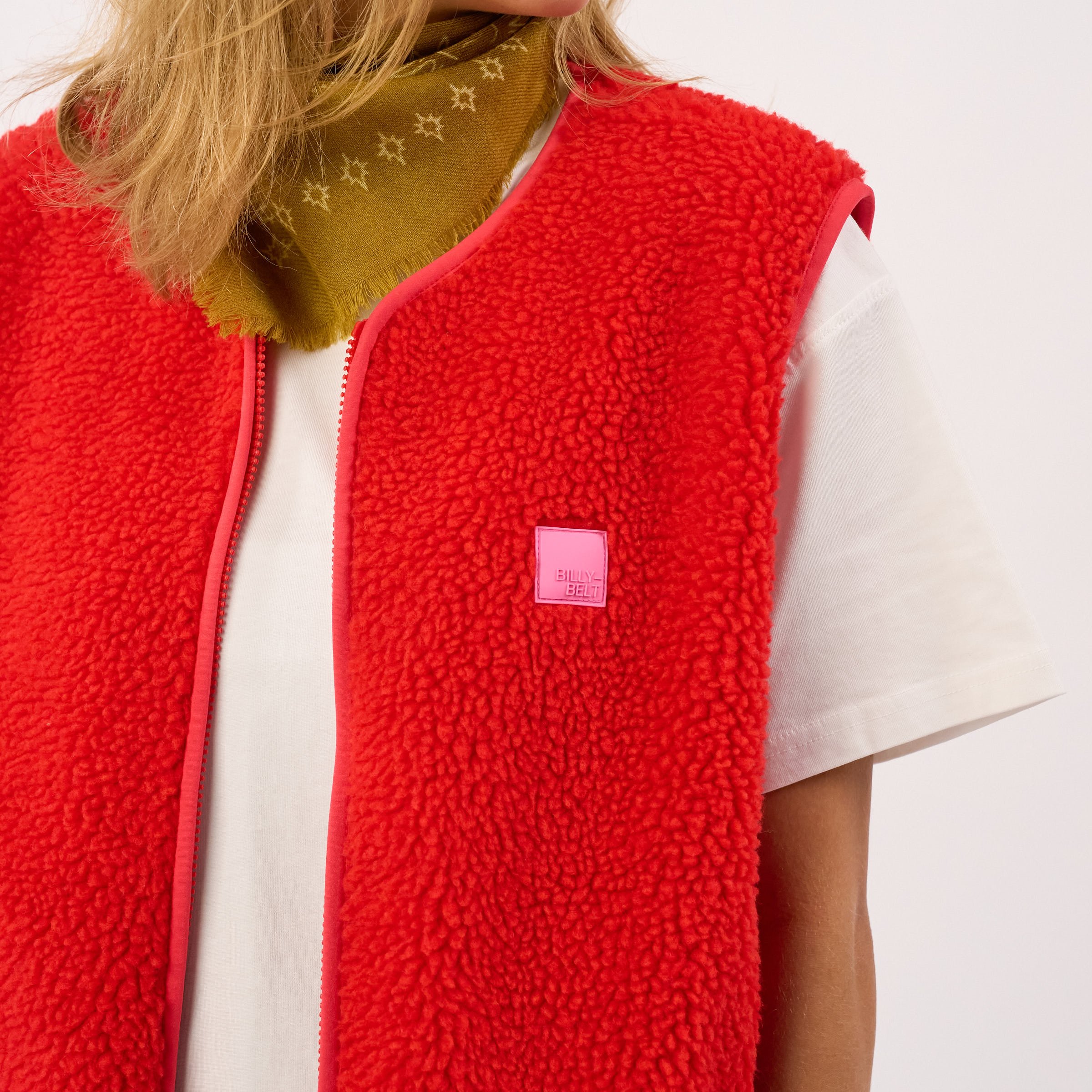 Sleeveless Sherpa Zip-Up Vest BILLYBELT Red