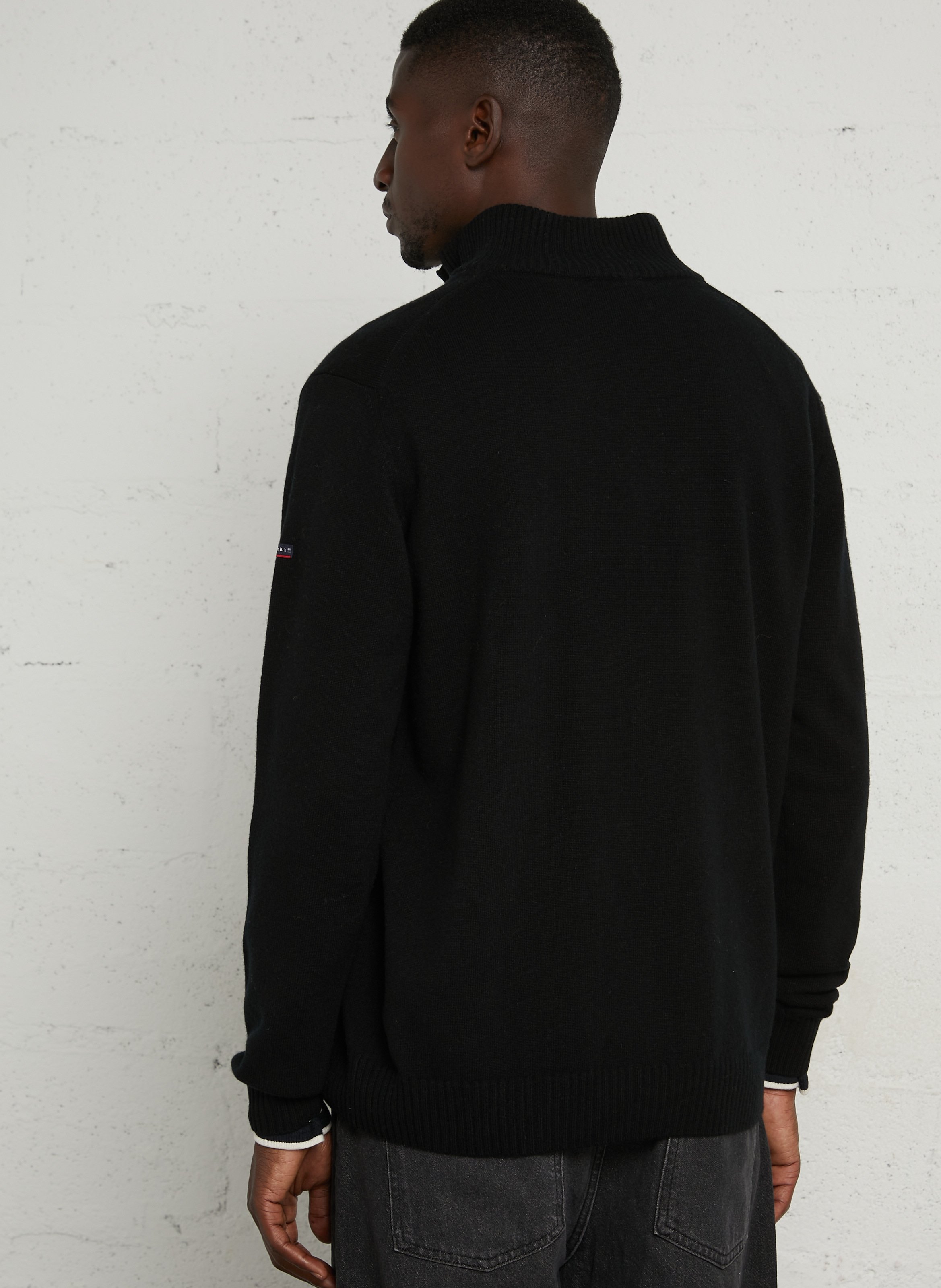 Gerader Pullover mit Stehkragen aus Wolle ARMOR LUX Schwarz