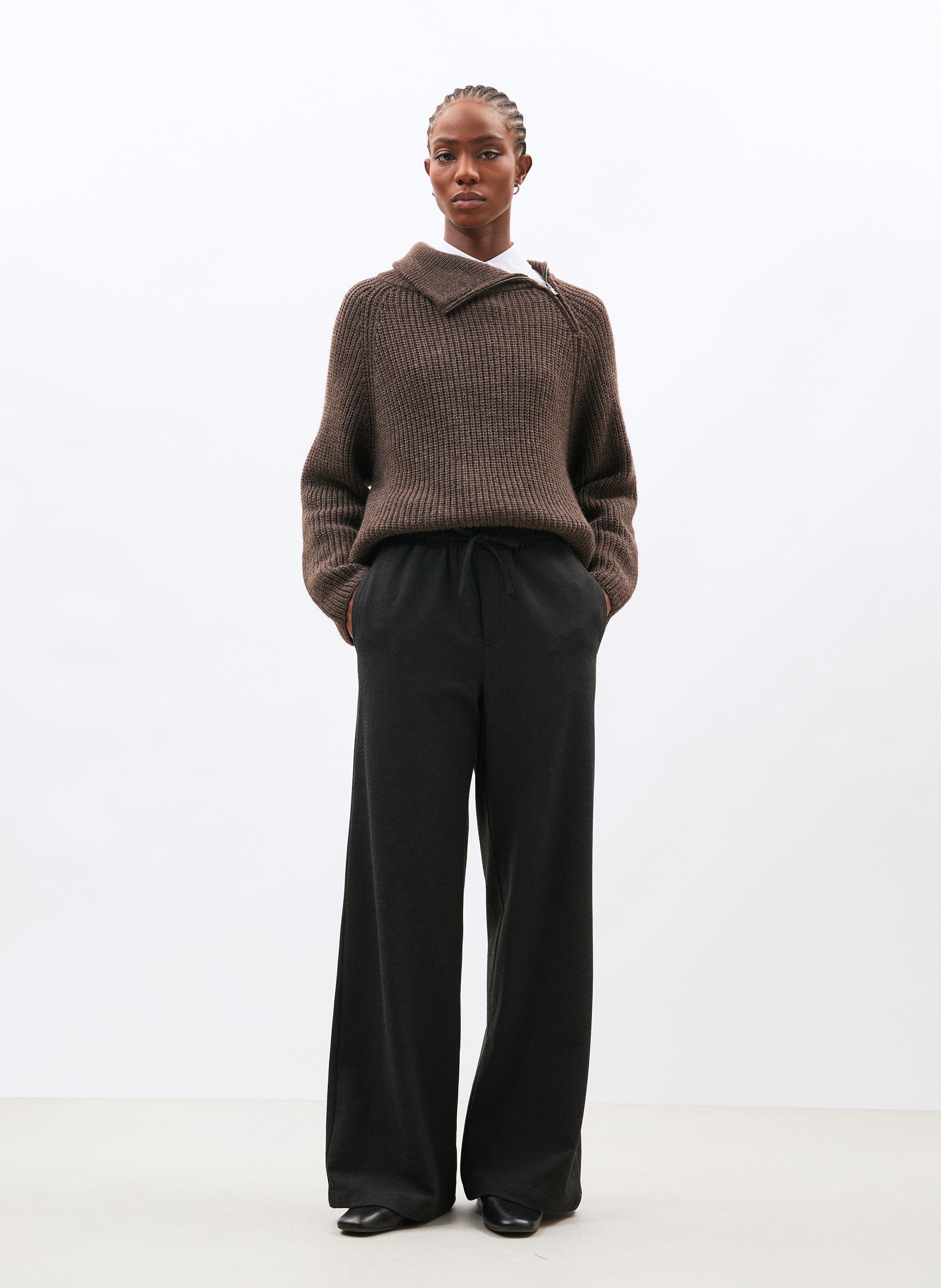 Pantalon droit à liens HUMILITY Gris