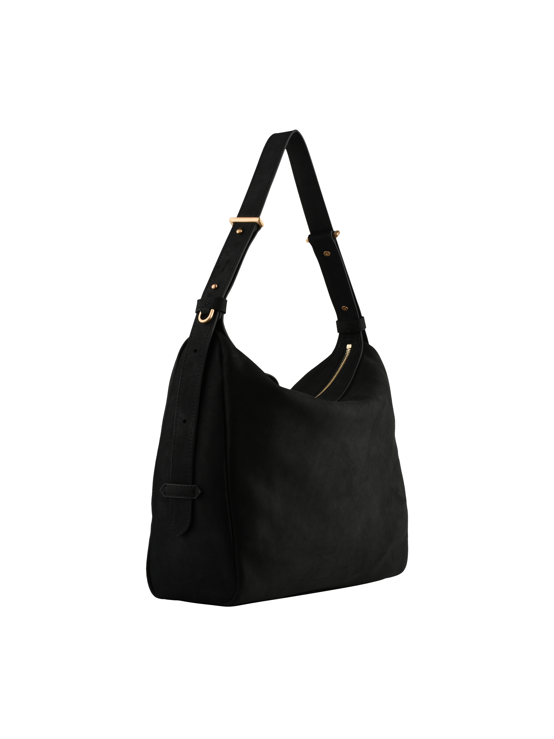 Shoulder bag in cowhide leather with nubuck finish POURCHET Black