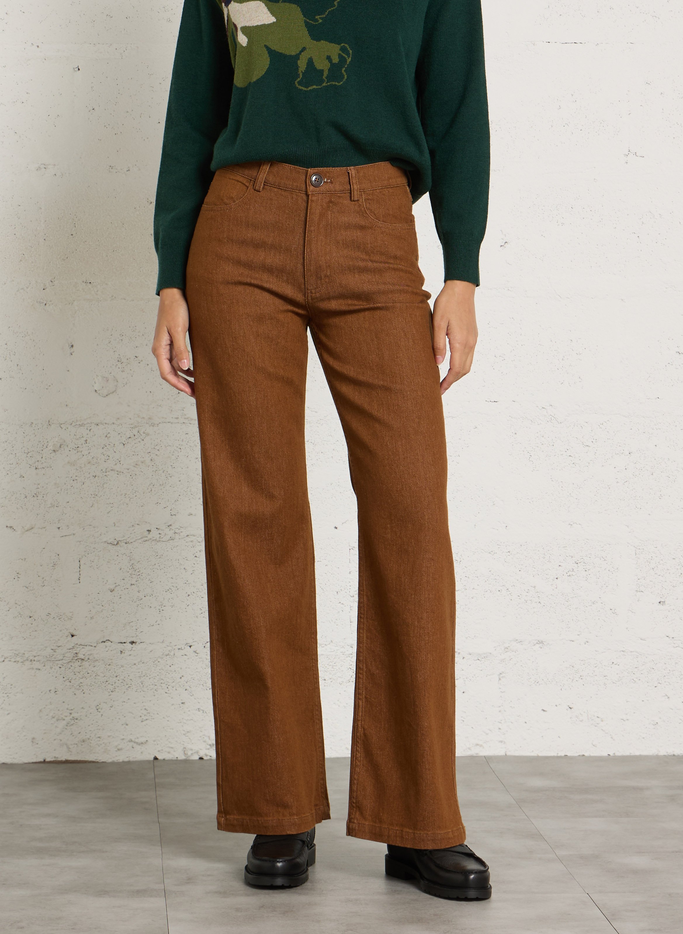 Jean droit en coton mélangé NICE THINGS Marron