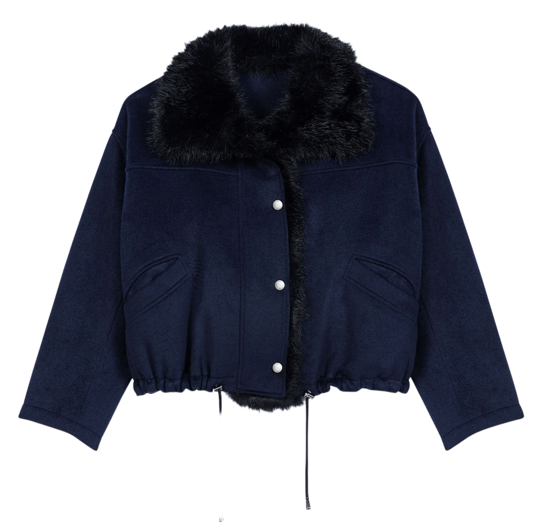 Rechte jas met synthetische bontkraag MAJE Blauw