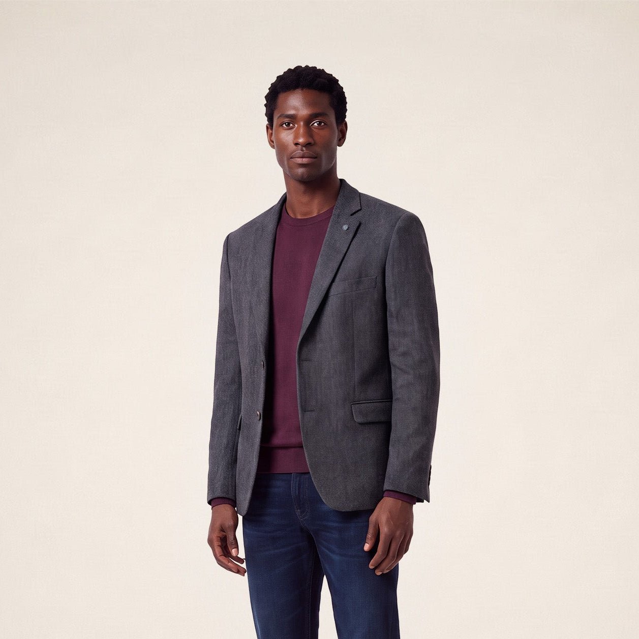 Ink blue wool-blend blazer SERGE BLANCO Blue