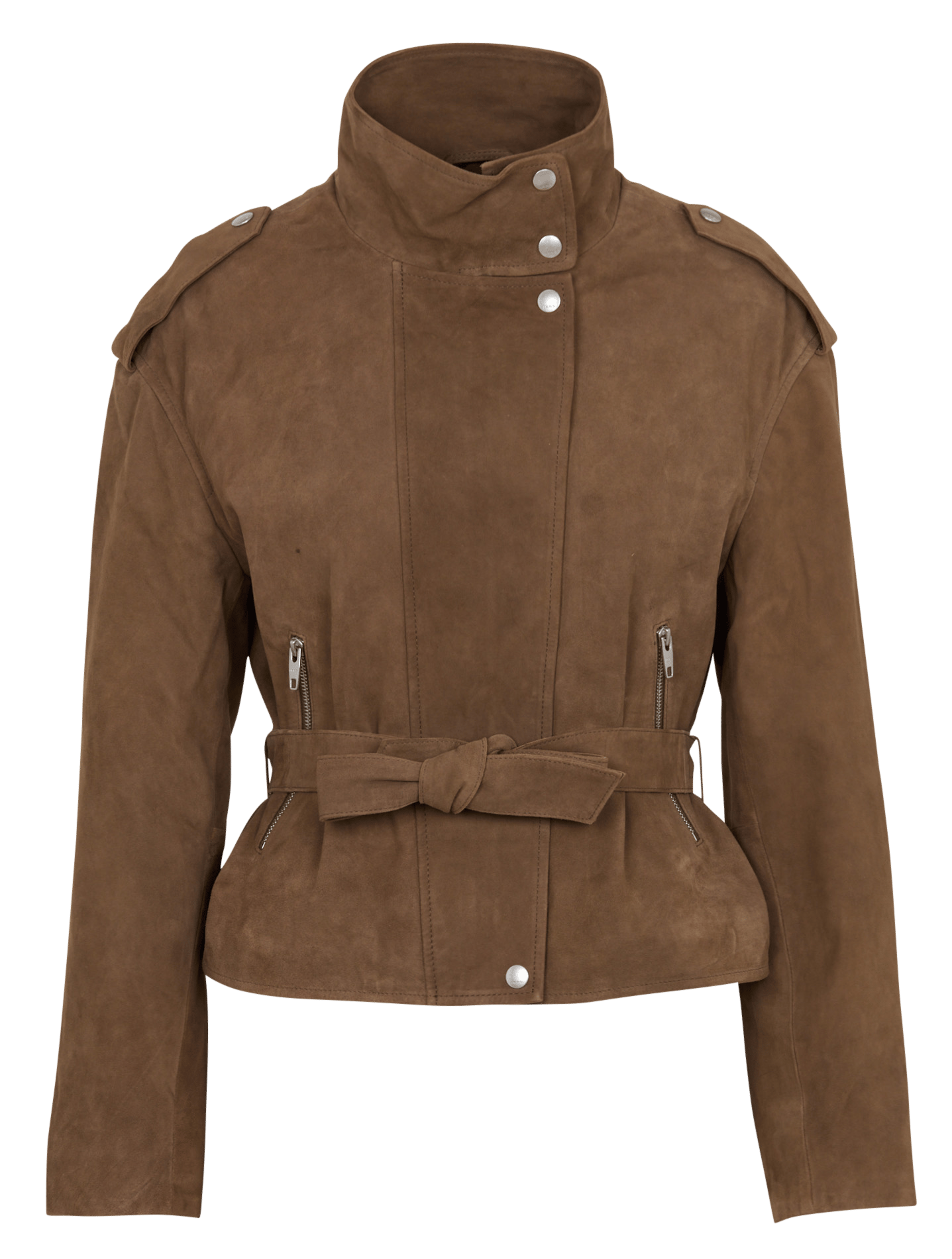 Gerader Lederblouson mit Stehkragen IKKS Braun