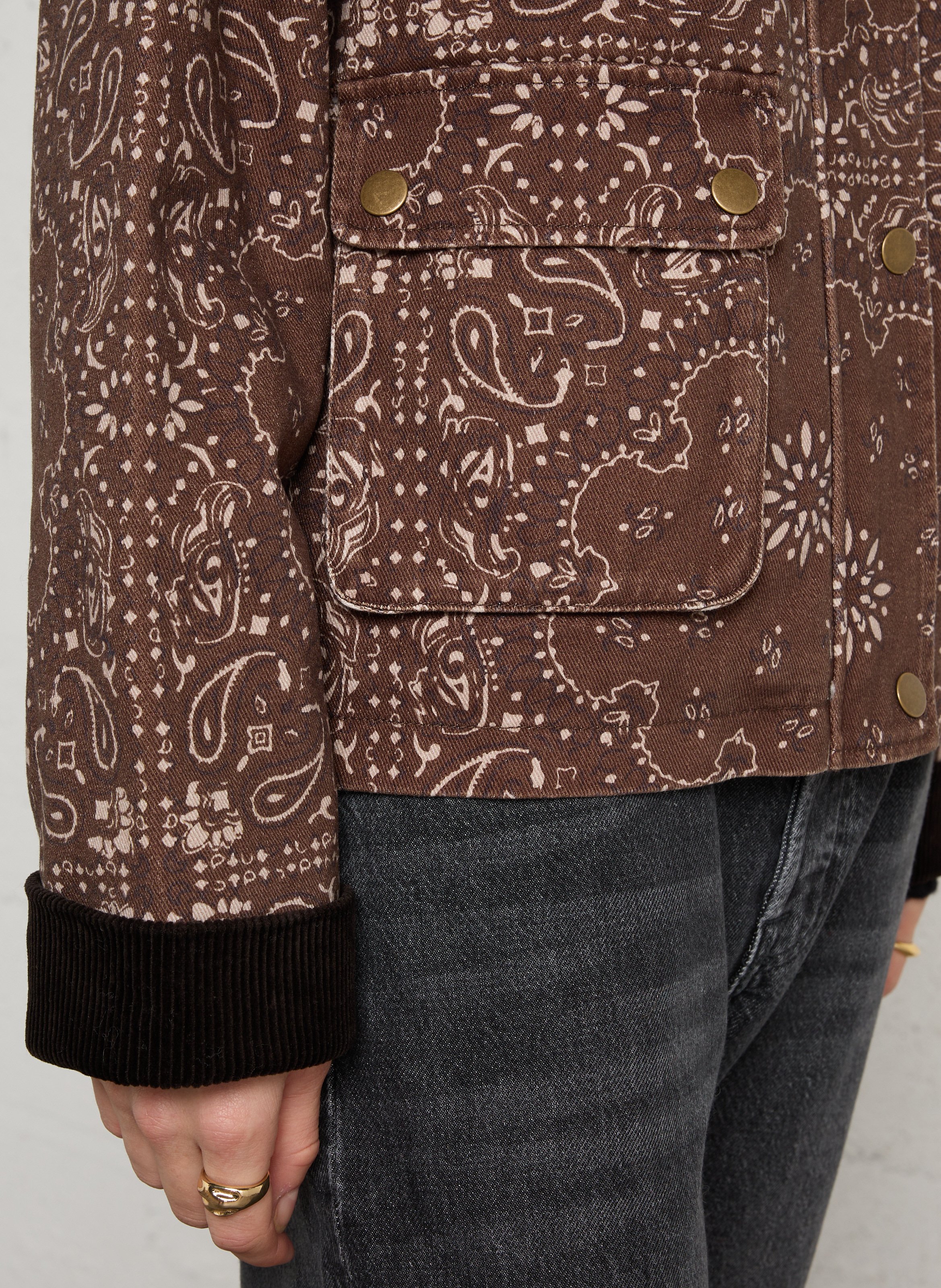 Blouson imprimé à col velours côtelé SUD EXPRESS Marron