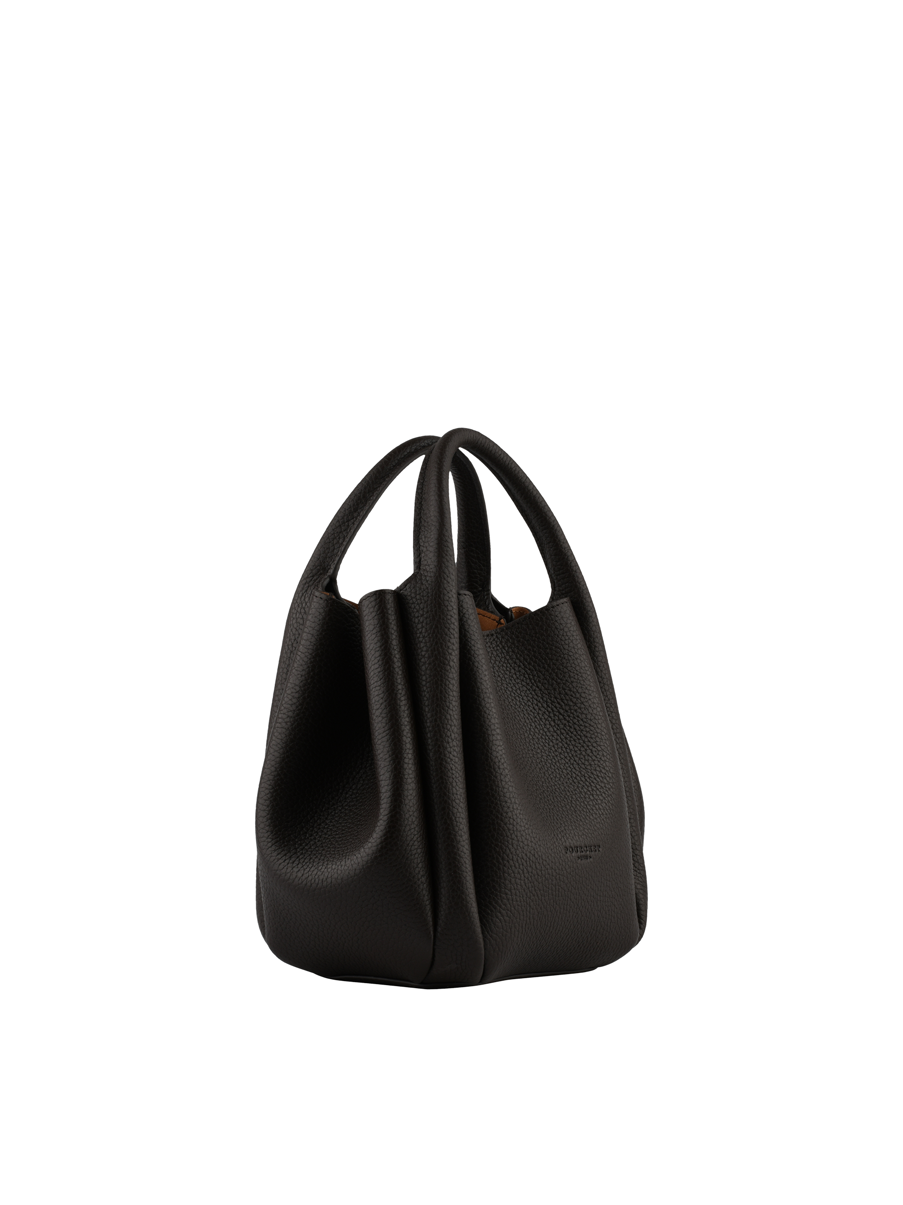 Calfskin leather handbag POURCHET Brown