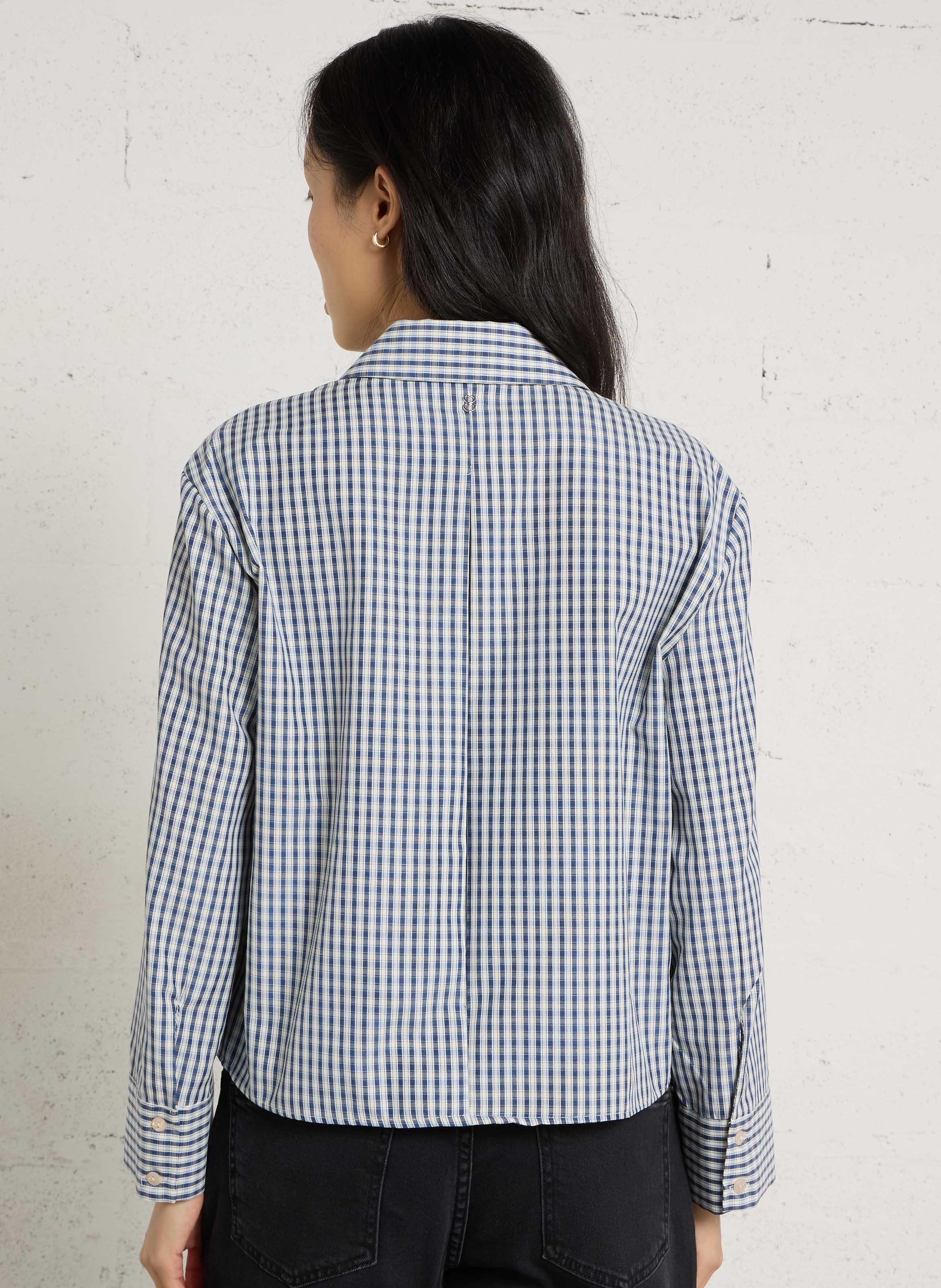 Chemise courte à motif vichy PLEASE Bleu