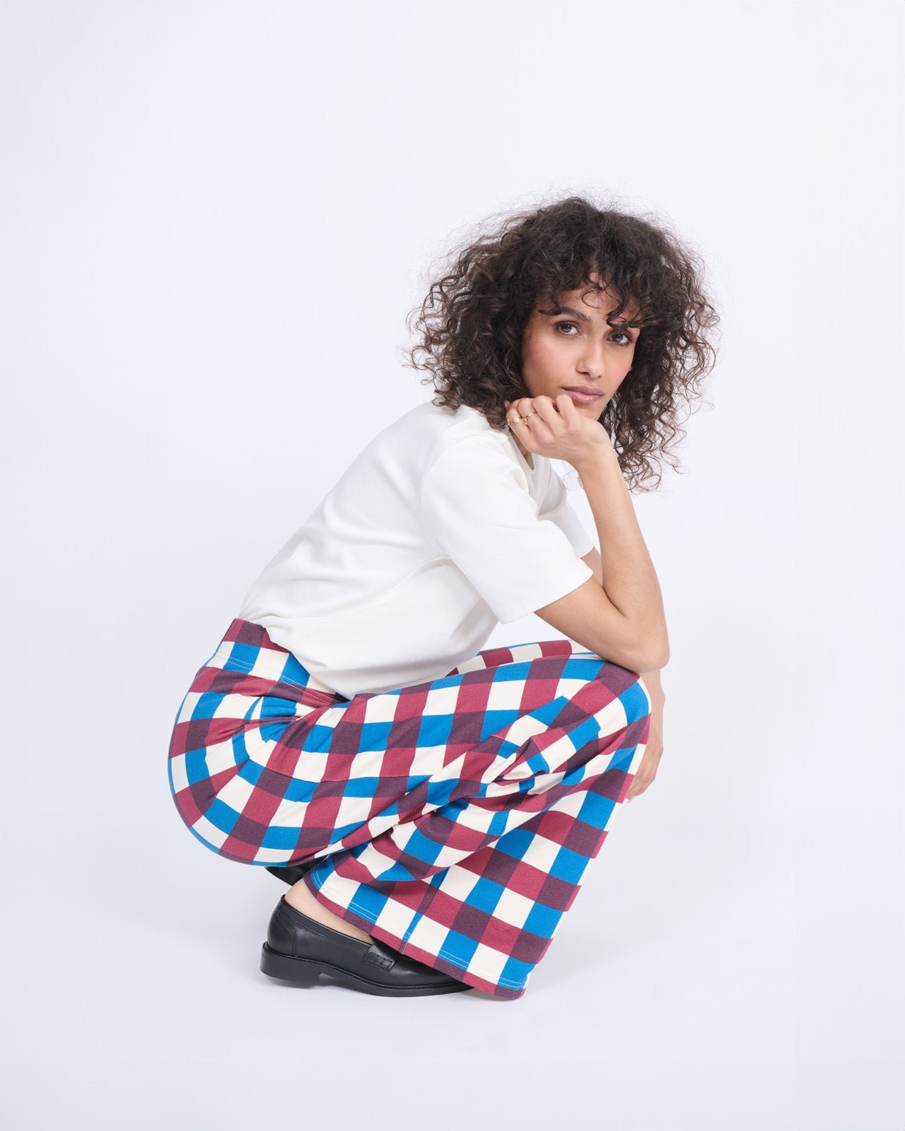 Organic cotton gingham-print trousers EMOI EMOI Multicolored
