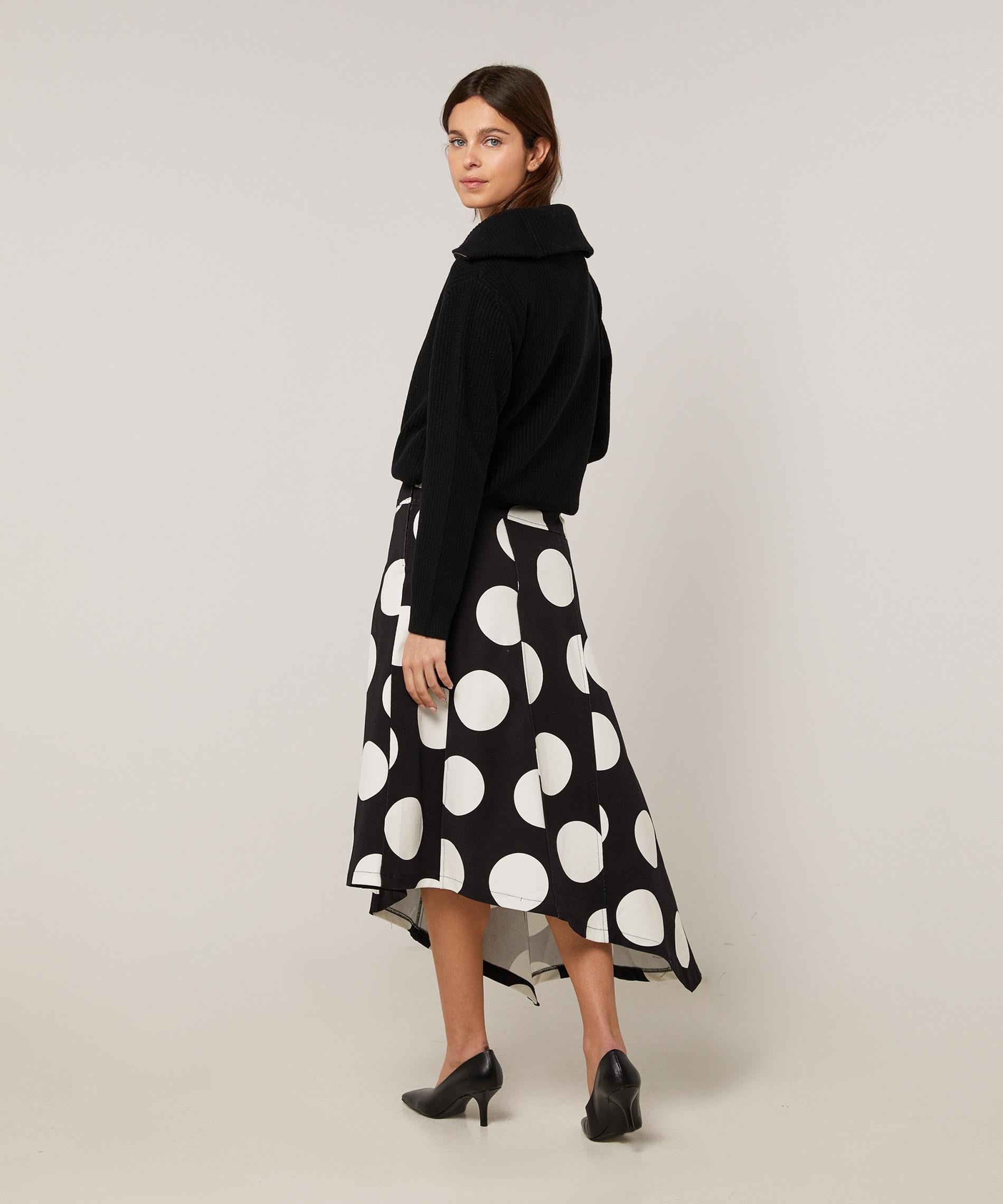 Asymmetrical long skirt in printed canvas RODIER White