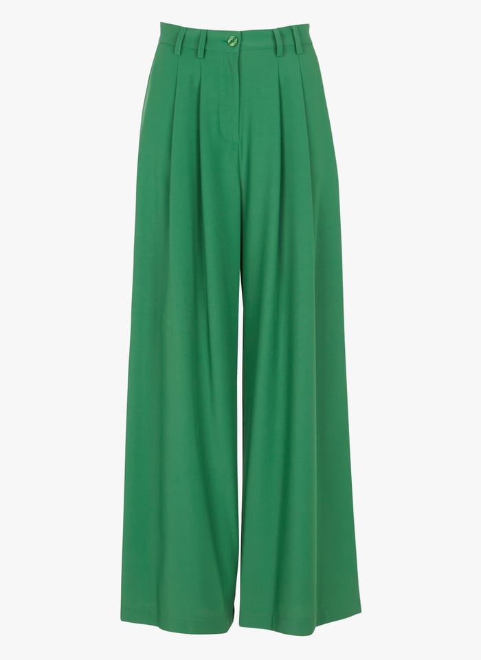 Pantal n ancho palazzo vaporoso en verde