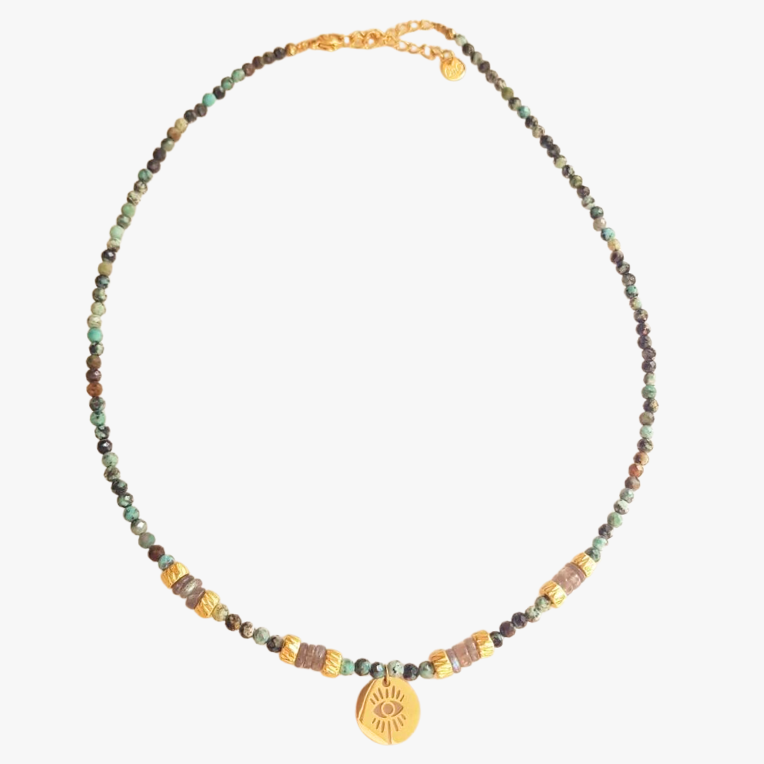 Natural stone necklace GINANDGER Blue