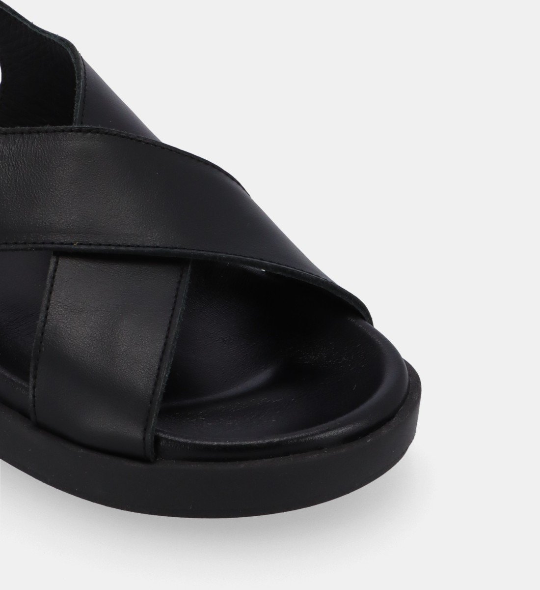 Flat leather sandals ALOHAS Black