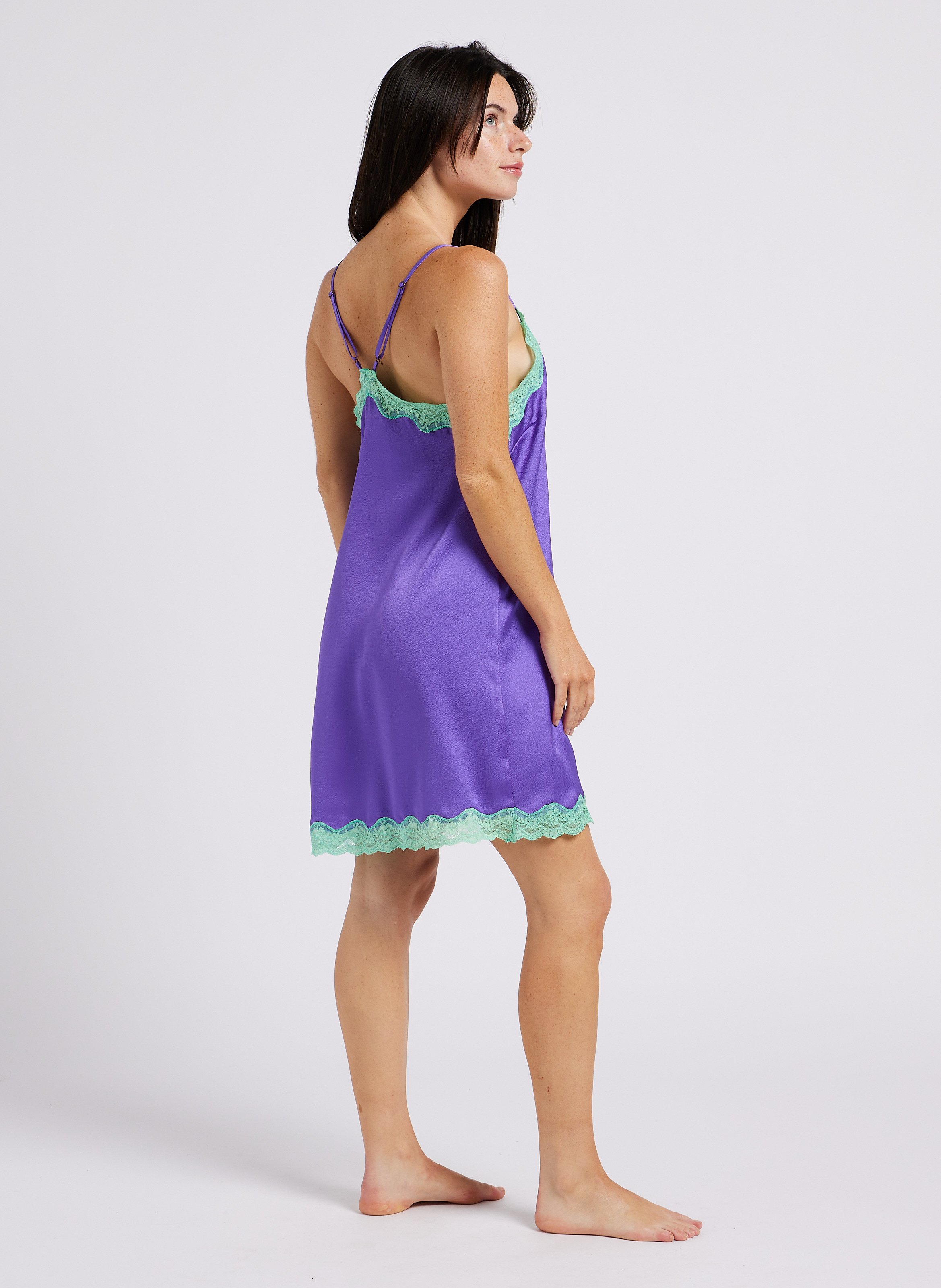 Robe courte loungewear à dentelle LOVE STORIES Violet