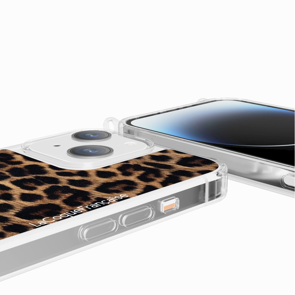 Leopard phone case with rings for iPhone 13 LA COQUE FRANCAISE Brown