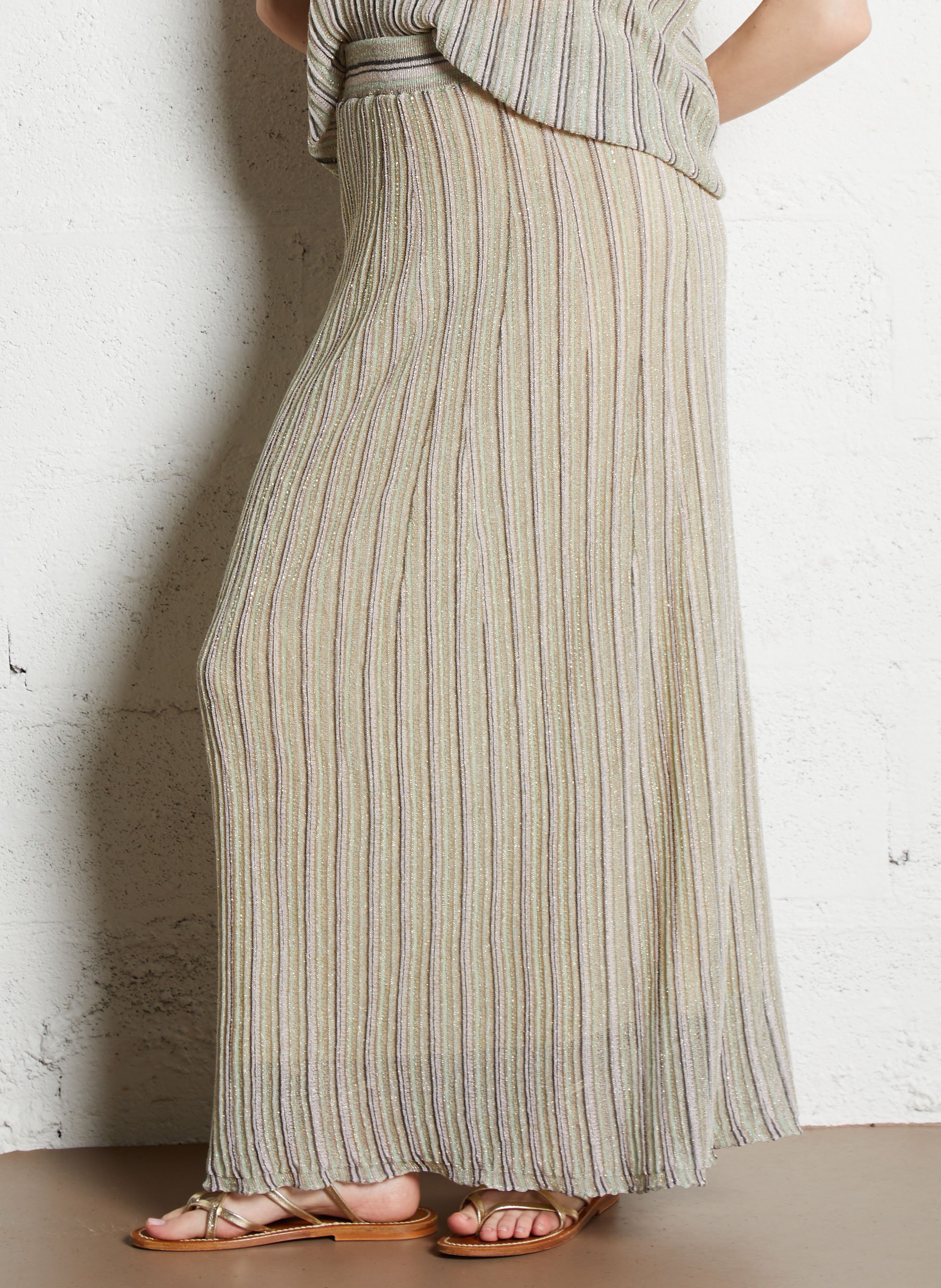 Long skirt with sequin trim MOMONI Beige