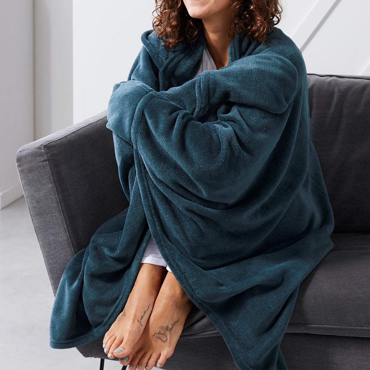 Plain hooded throw TODAY LINGE DE MAISON Blue
