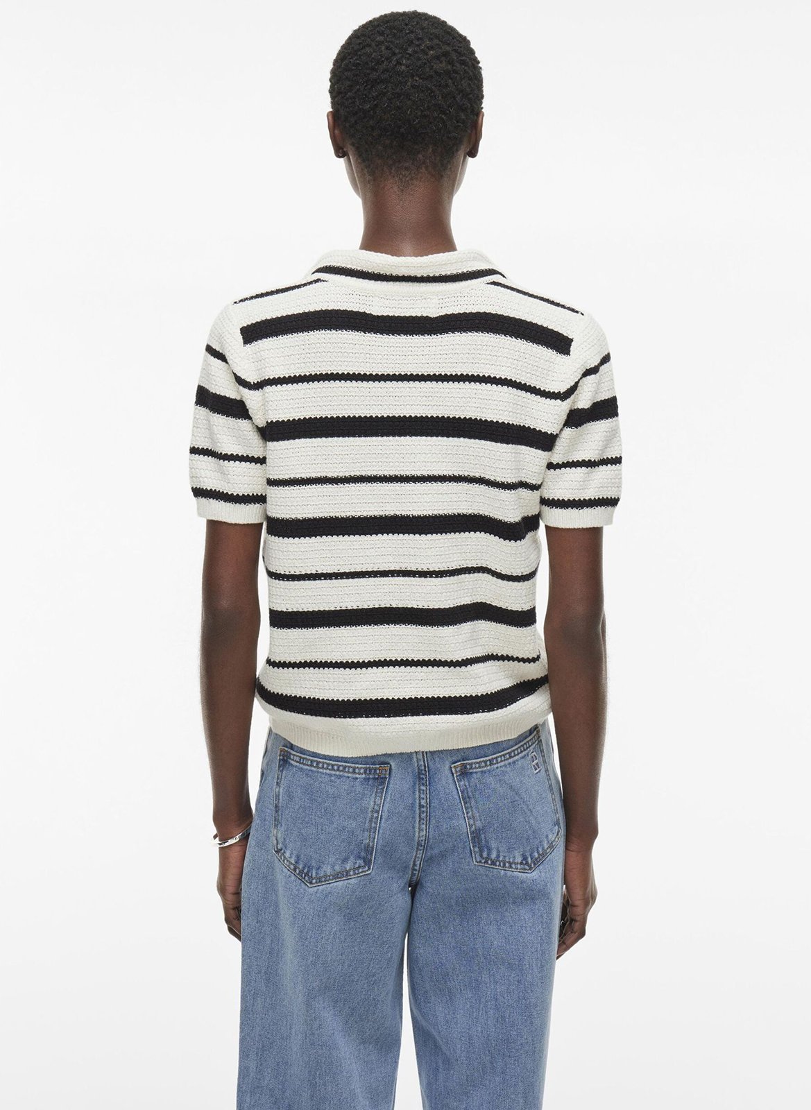 Striped knit polo top ROUGE EDIT Beige