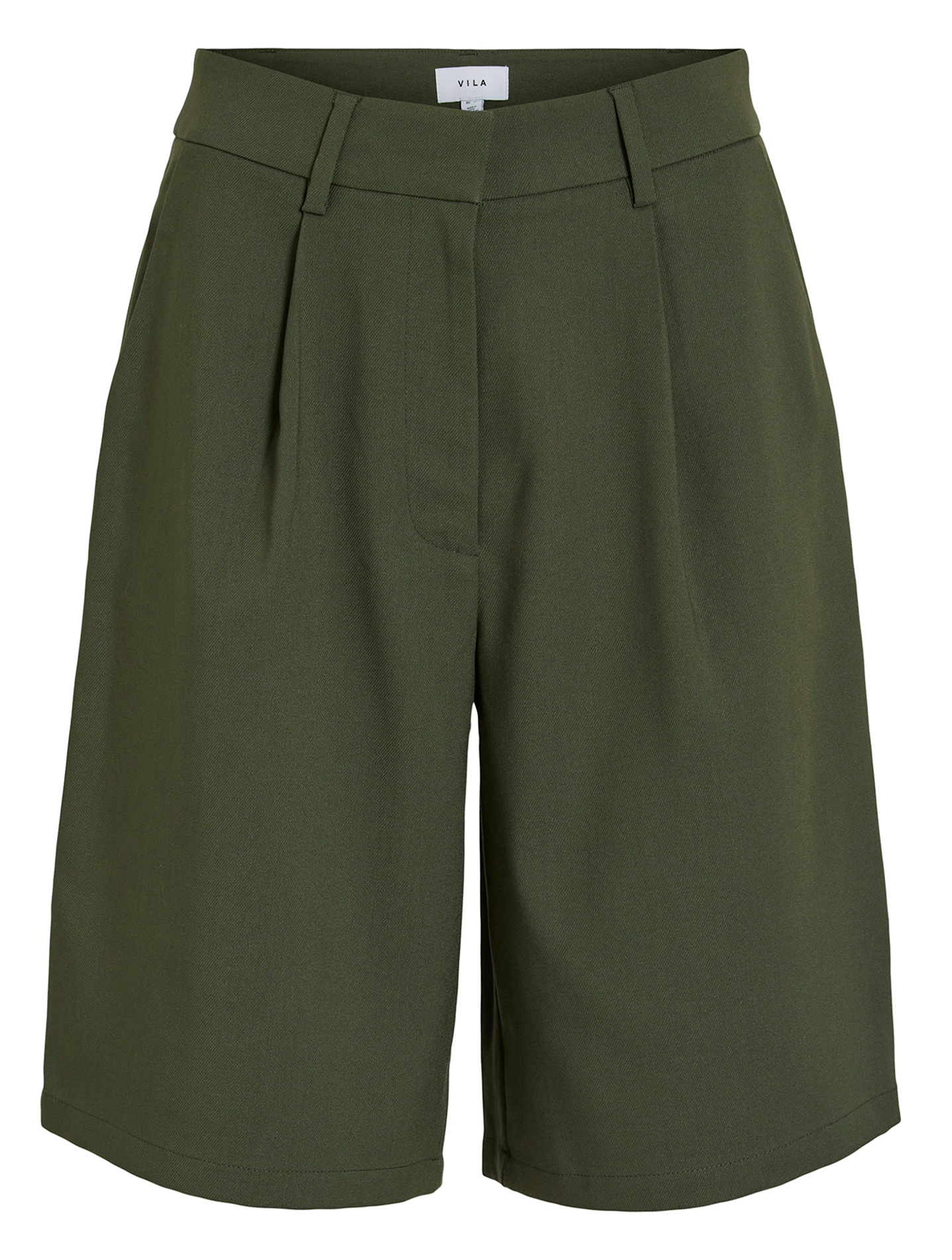Straight Bermuda shorts in blended recycled fibers VILA Green