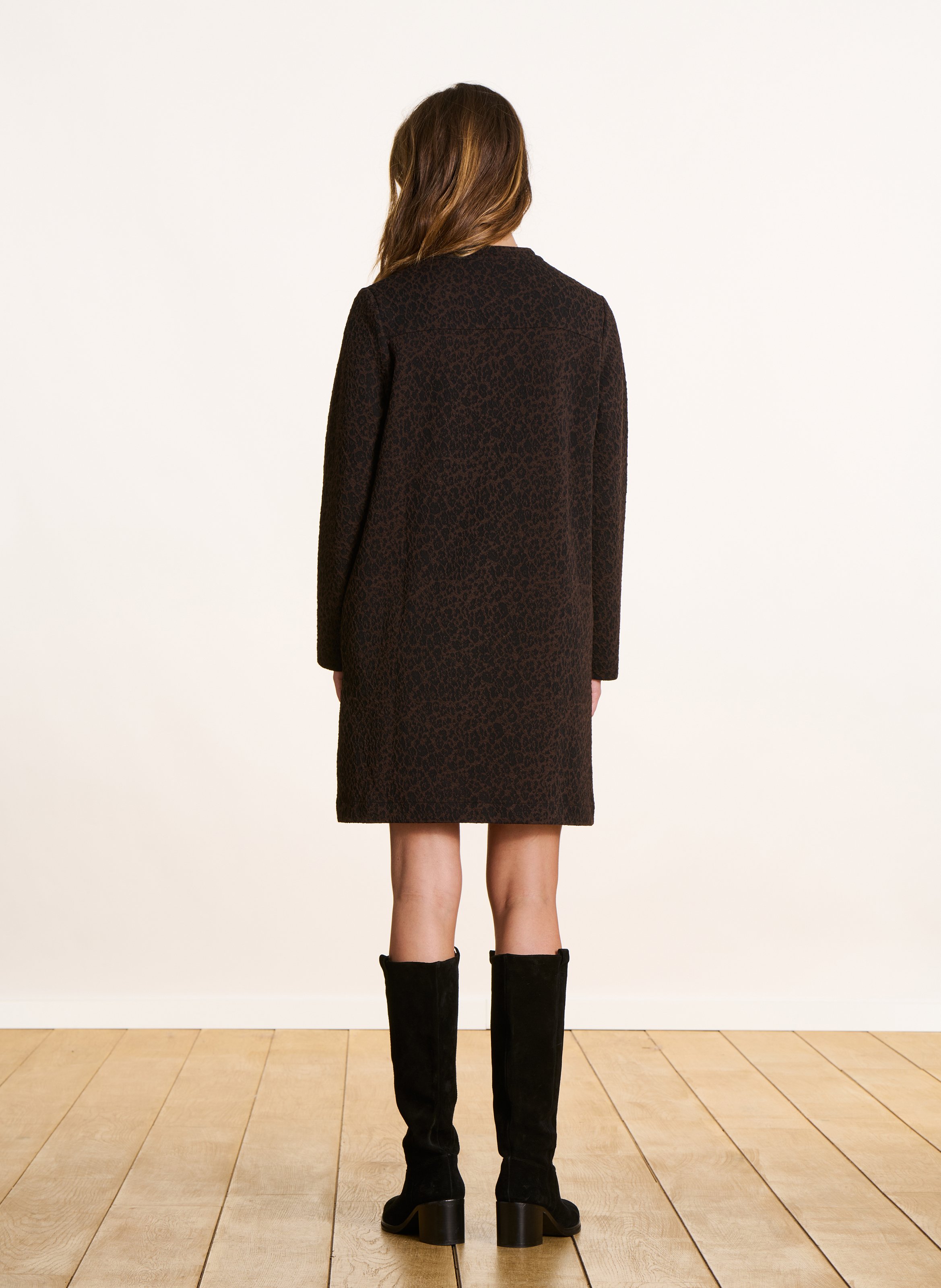 Robe courte col tunisien  LA FEE MARABOUTEE Marron