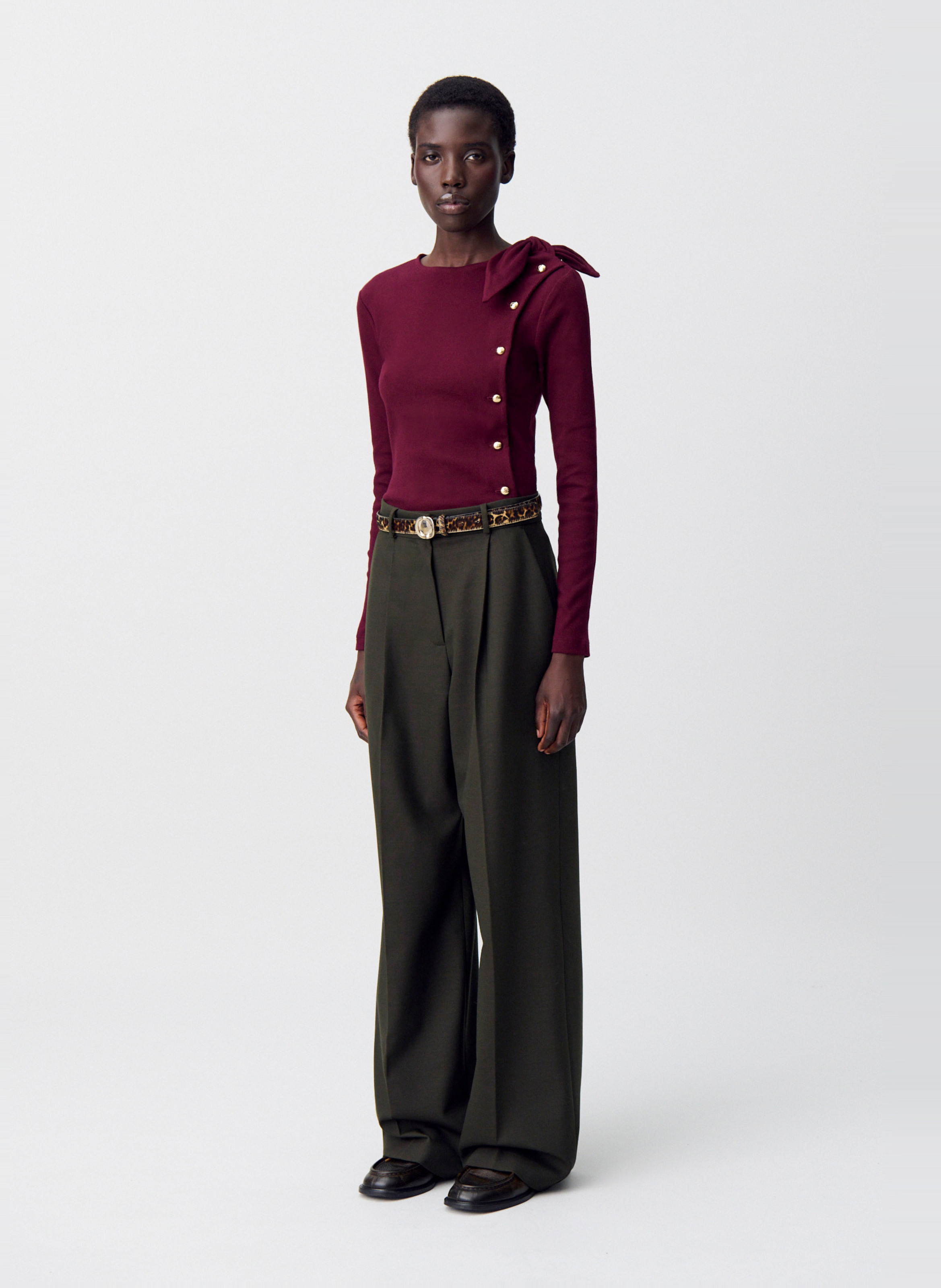 Pull en coton mélangé col rond CLAUDIE PIERLOT Rouge