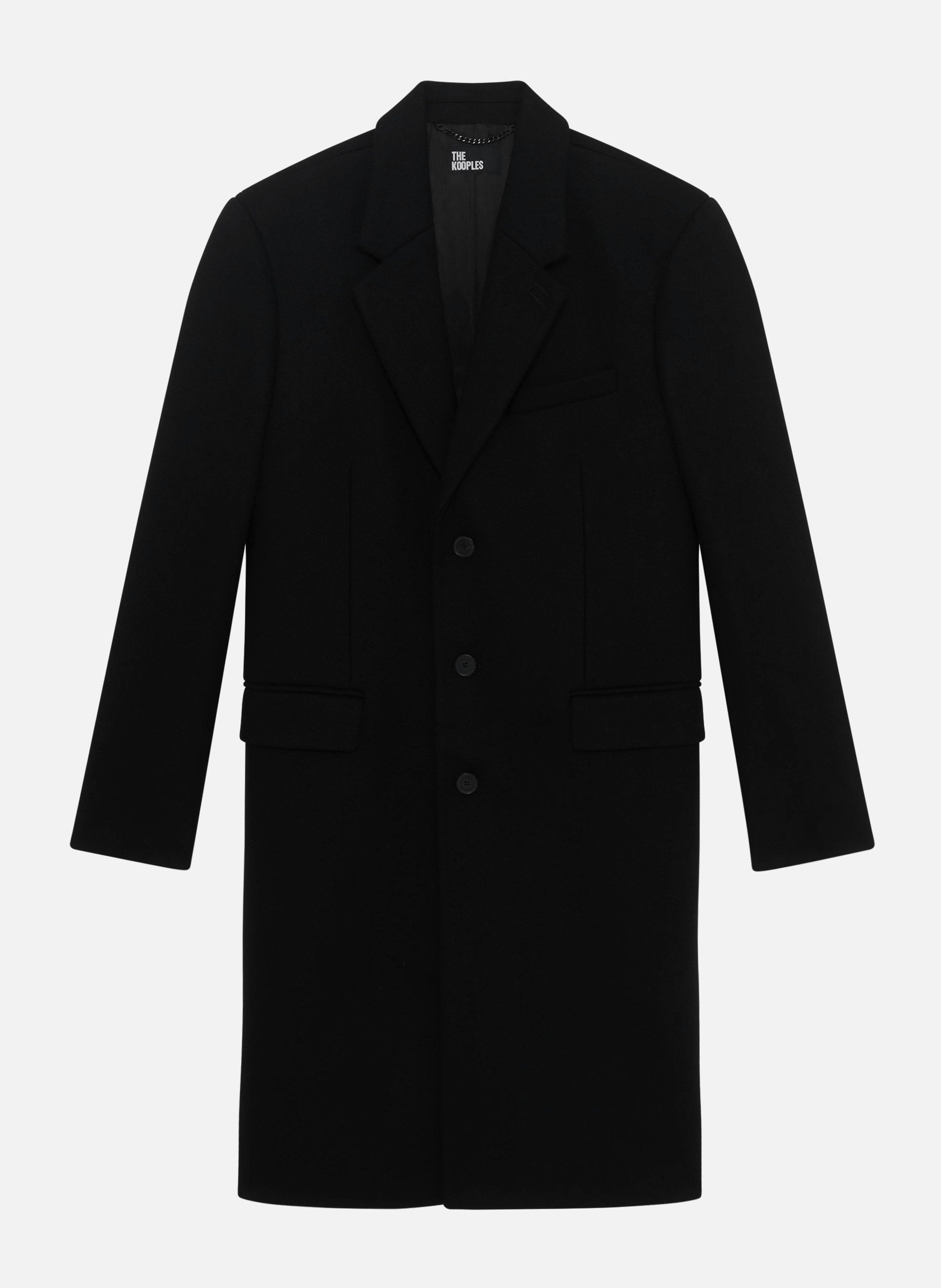 Leather lapel coat THE KOOPLES Black