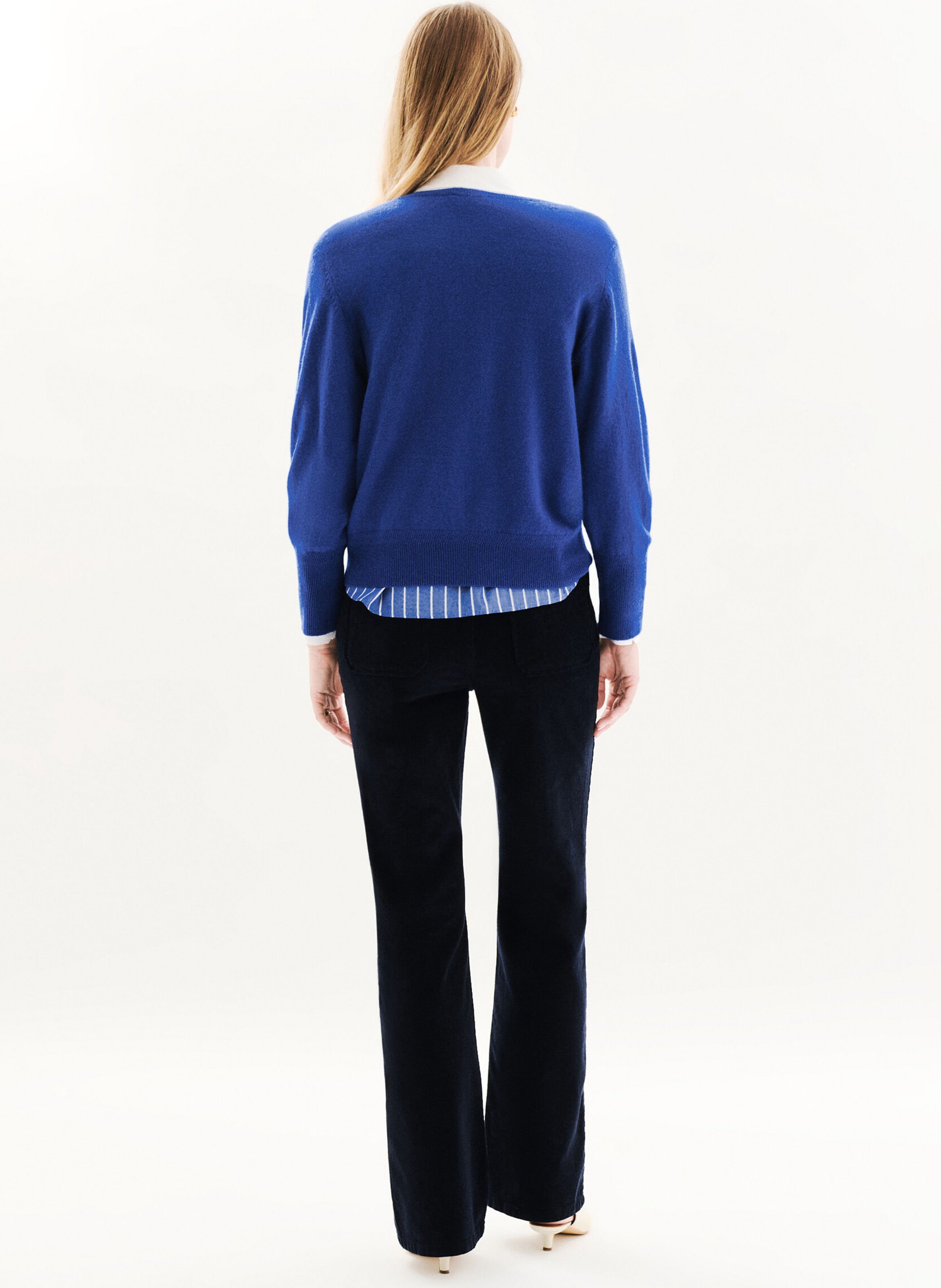 Pull droit col rond en cachemire CAROLL Bleu