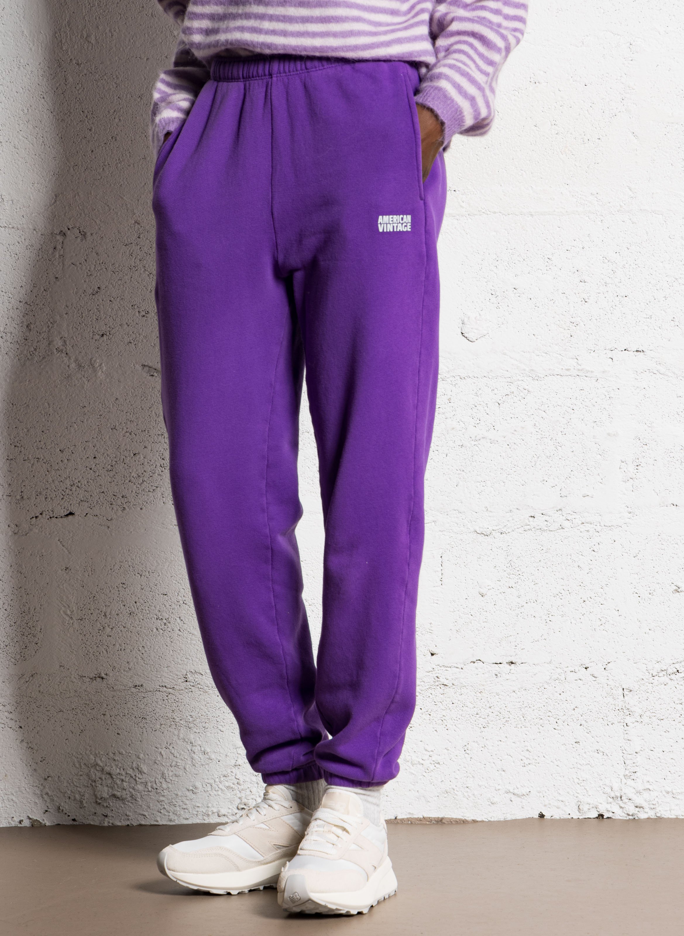 Jogging taille haute en coton mélangé AMERICAN VINTAGE Violet