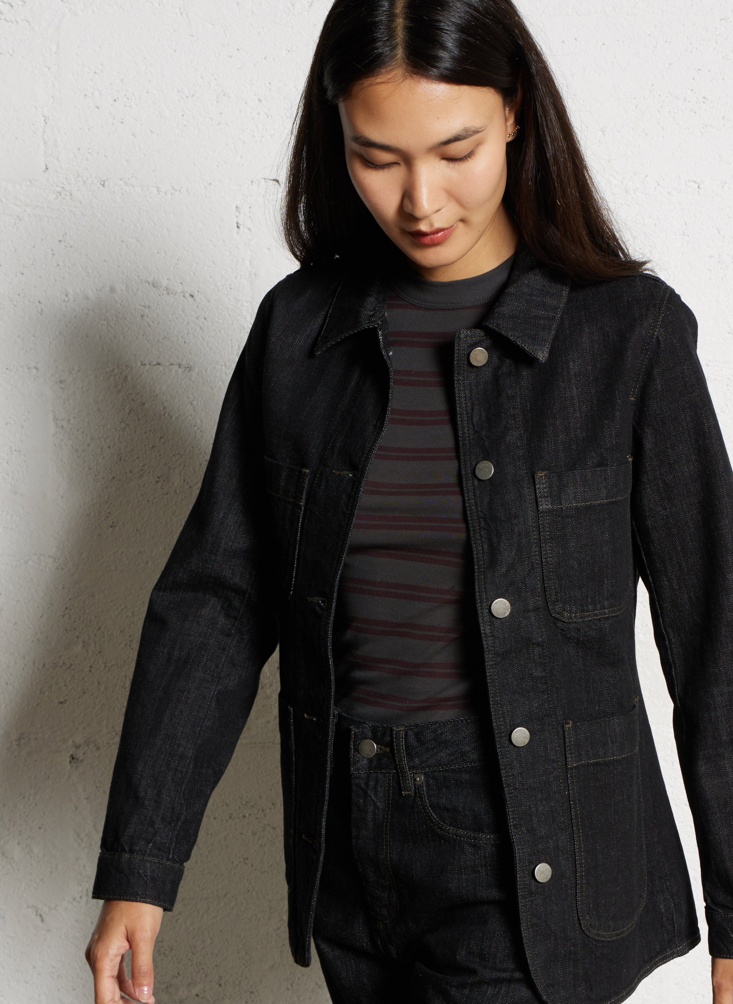 Veste col classique en denim SOEUR Noir