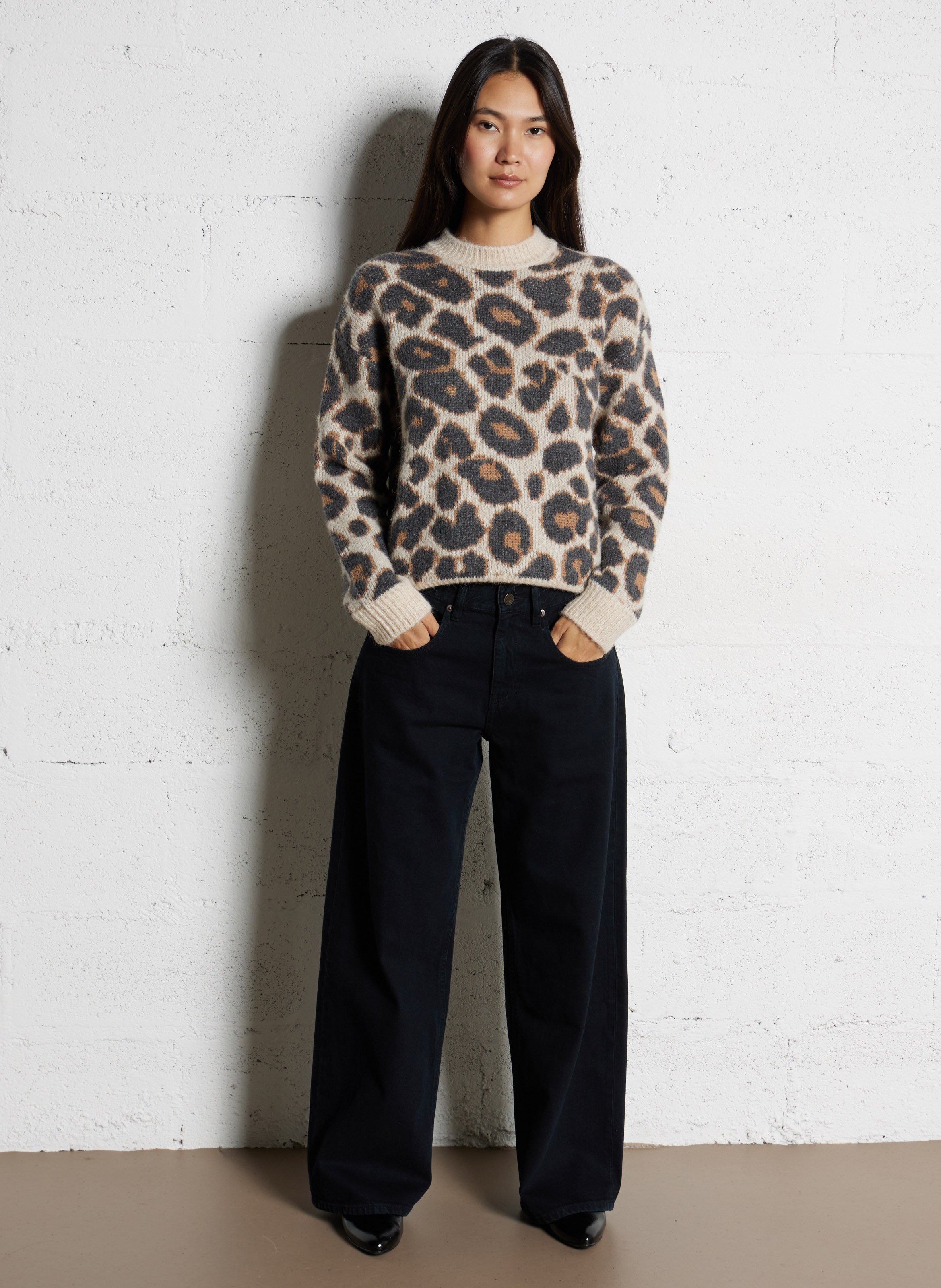 Pull droit col rond léopard HARTFORD Multicolore