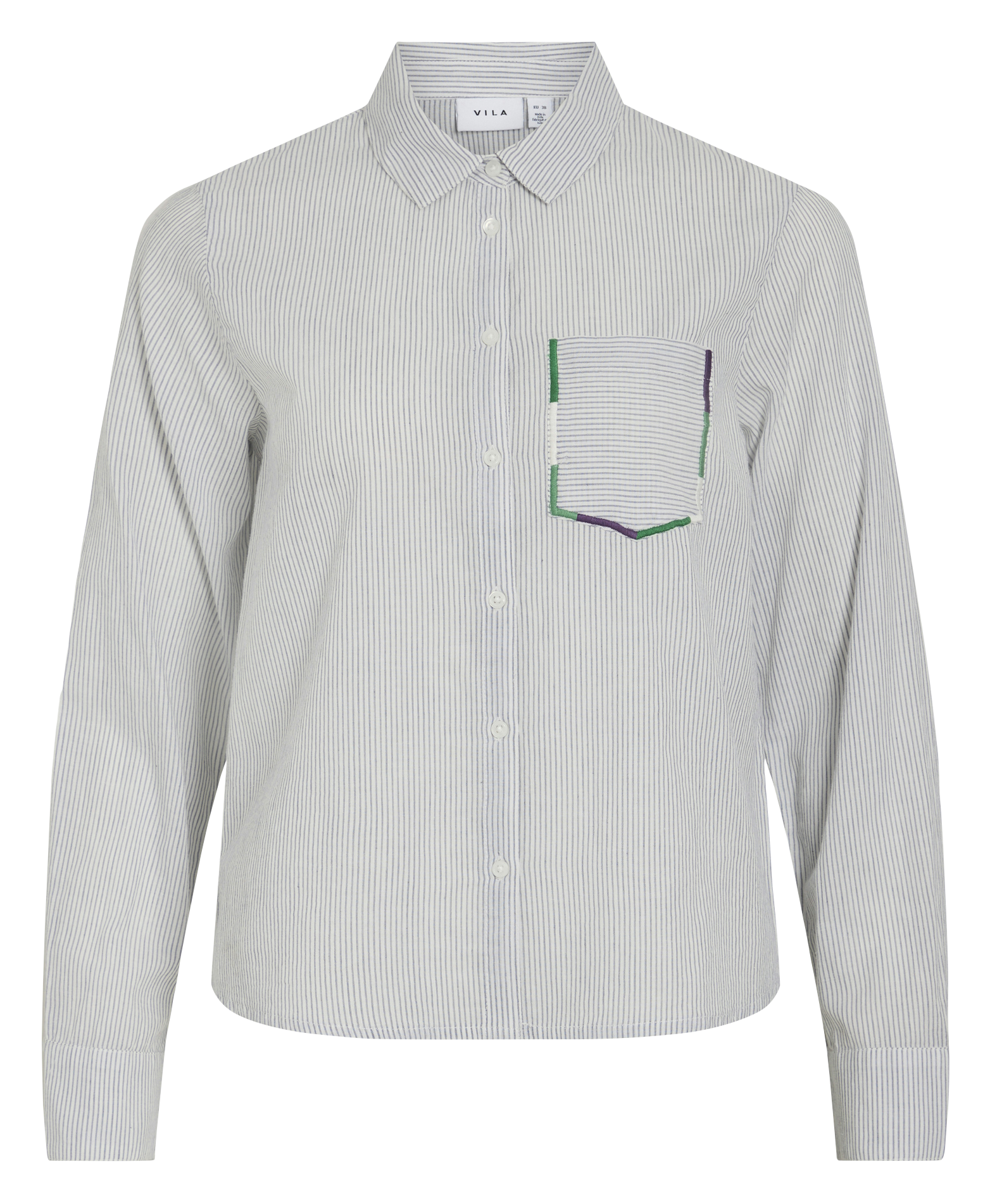 Chemise col classique manches contrastantes en coton VILA Beige